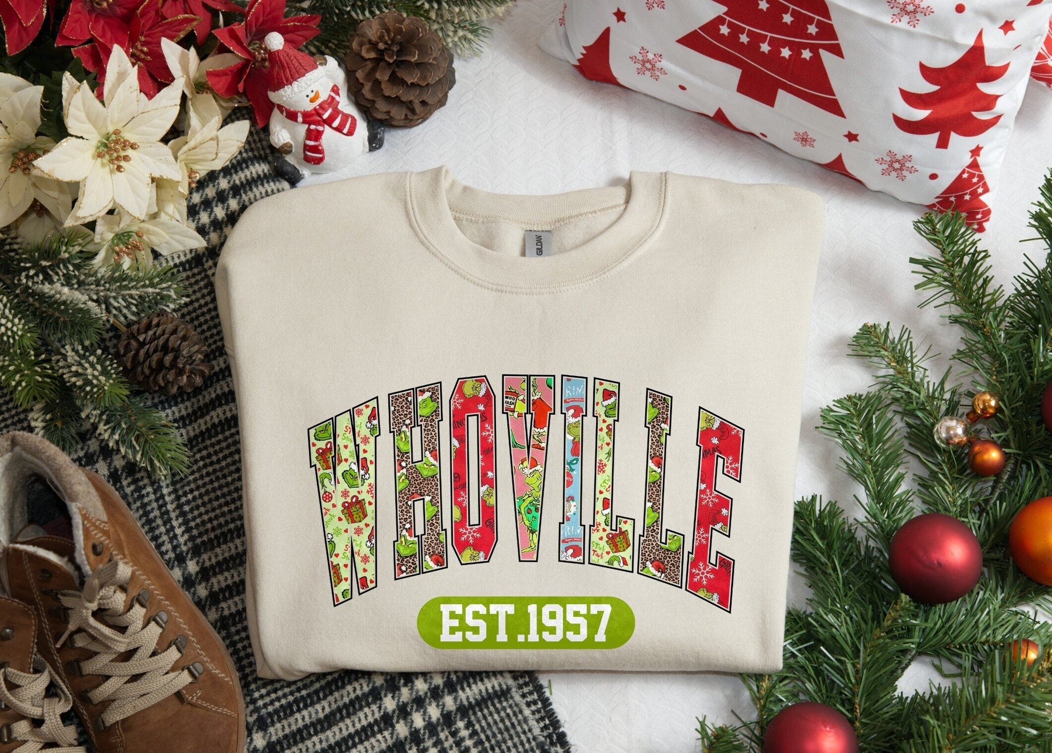 Whoville Est 1957 Christmas Sweatshirt, Grinch Christmas Hoodie, Christmas Family Sweater, Funny Grinch Sweater, Whoville Xmas Sweatshirt