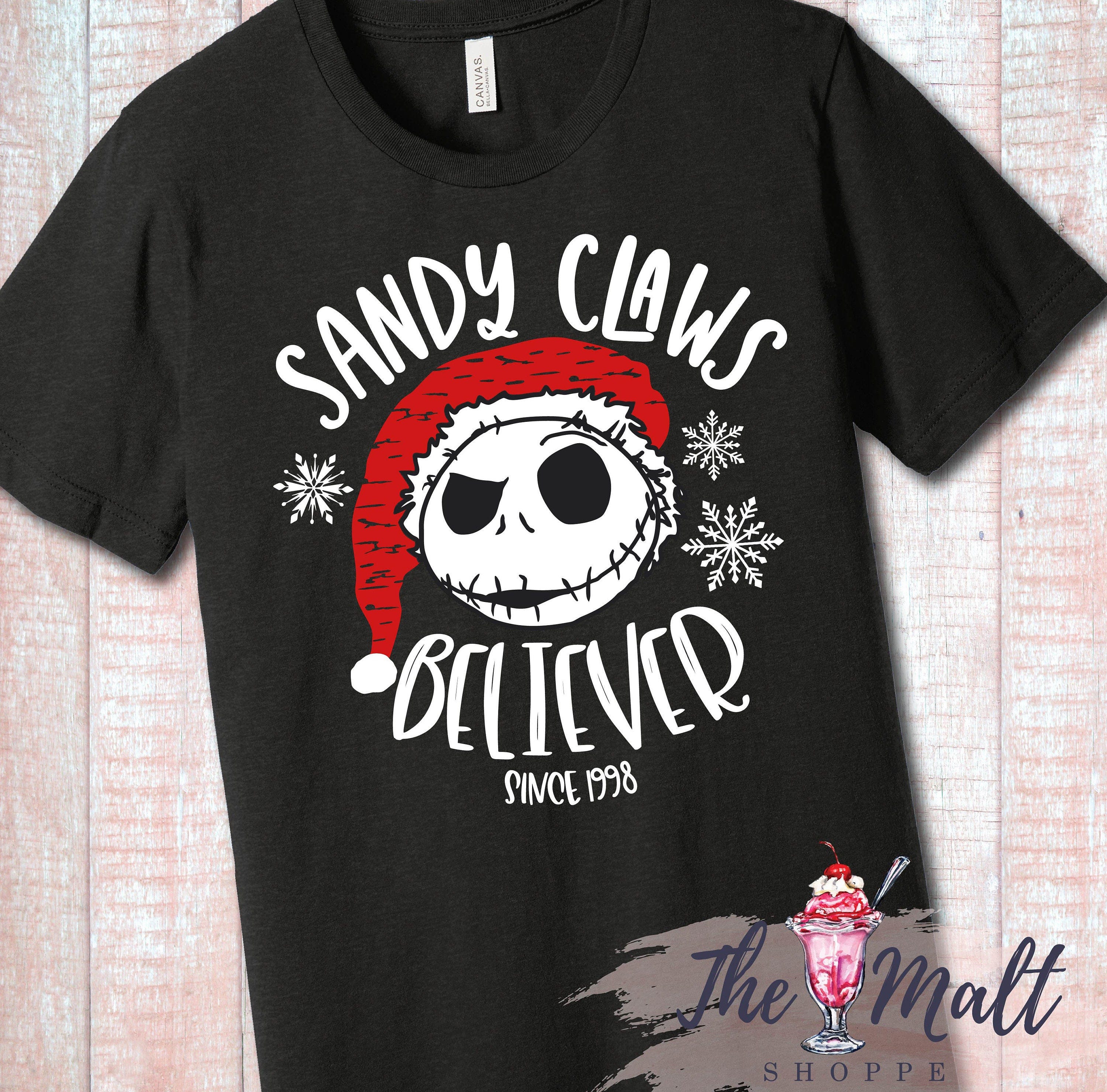 MALT SHOPPE Sandy Claws Believer Inspired by Nightmare Before Christmas Jack Skellington Youth Adult Tee