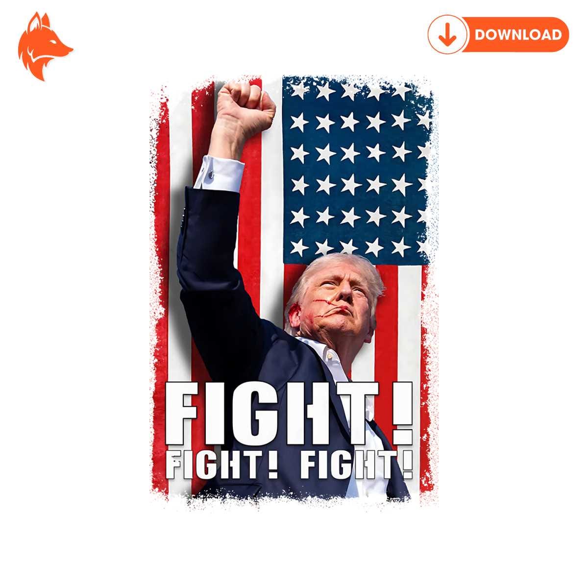 Free Trump Fight Fight Fight USA Flag PNG