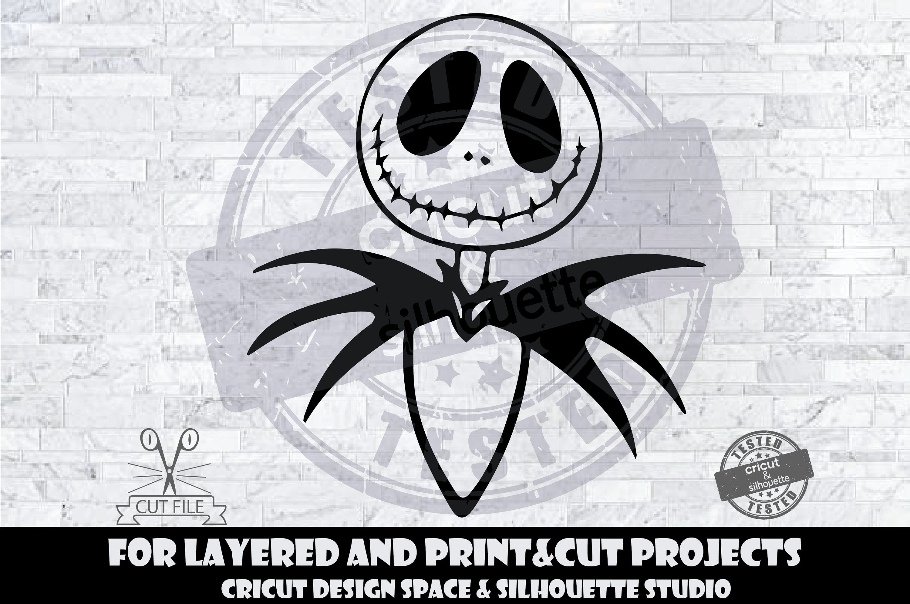 Jack Skellington SVG Halloween SVG The Nightmare Before Christmas SVG Design Files For Cricut Silhouette Cut Files Layered And PrintAndCut