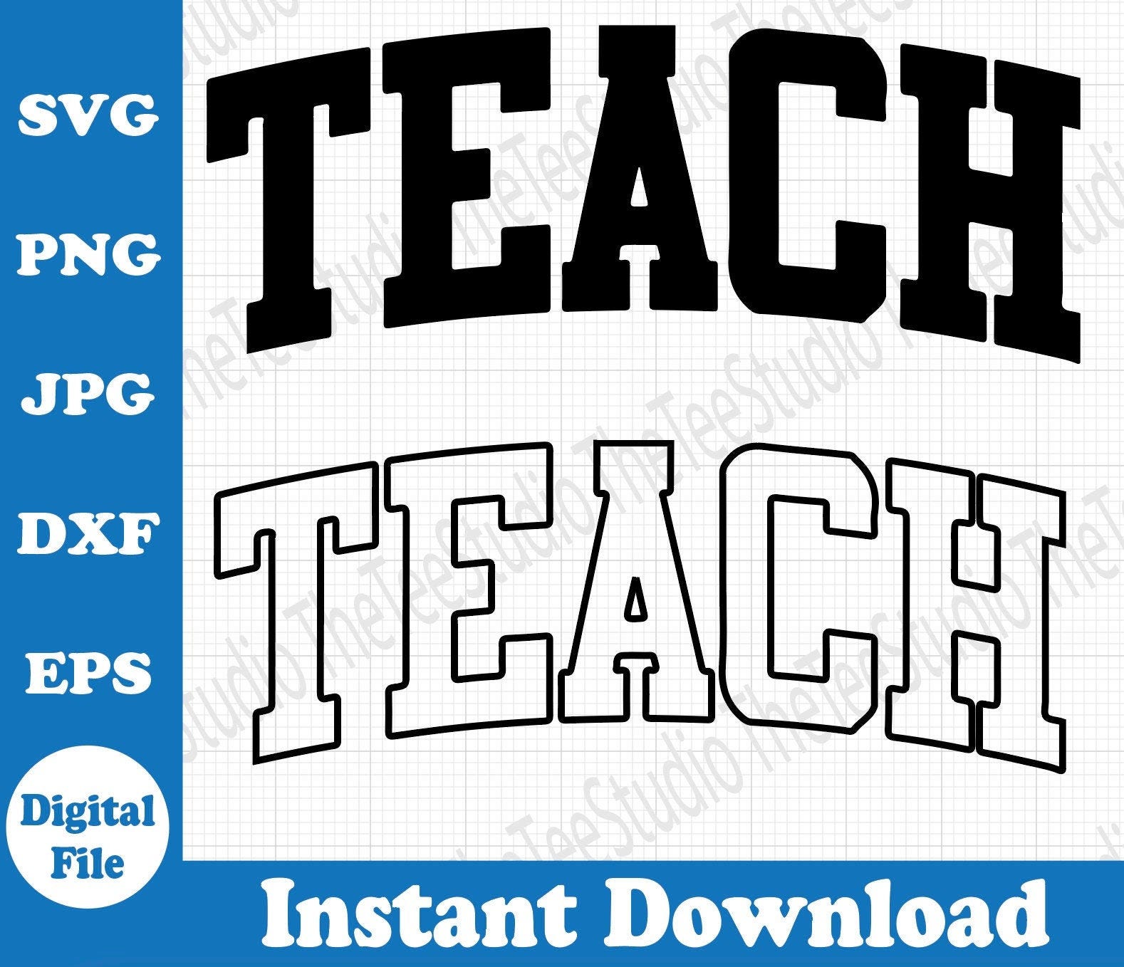 Teach Design File - Varsity letters - printable png Cut File svg - Back to School - Teacher Appreciation Gift Craft  Cute Inspired staff