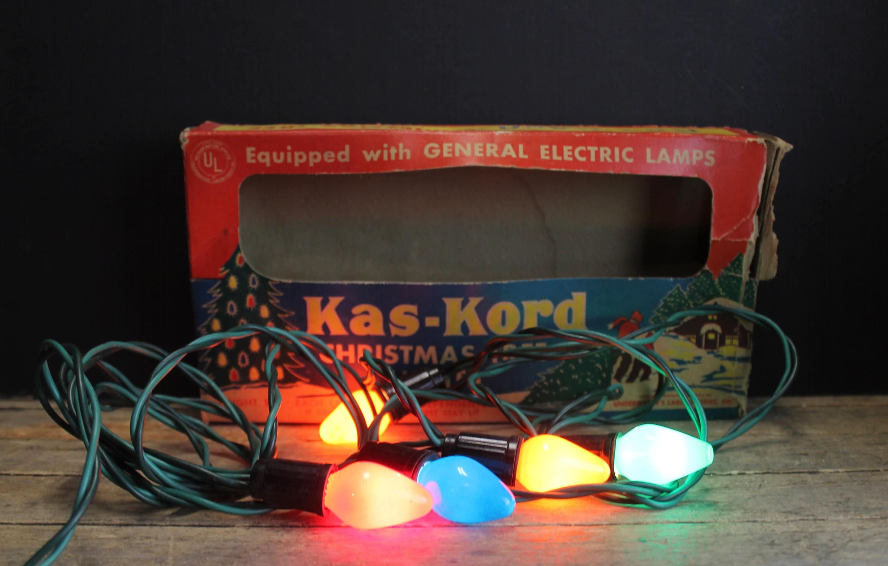 Vintage Kas-Kord C 7 Christmas Light Strand Original Box