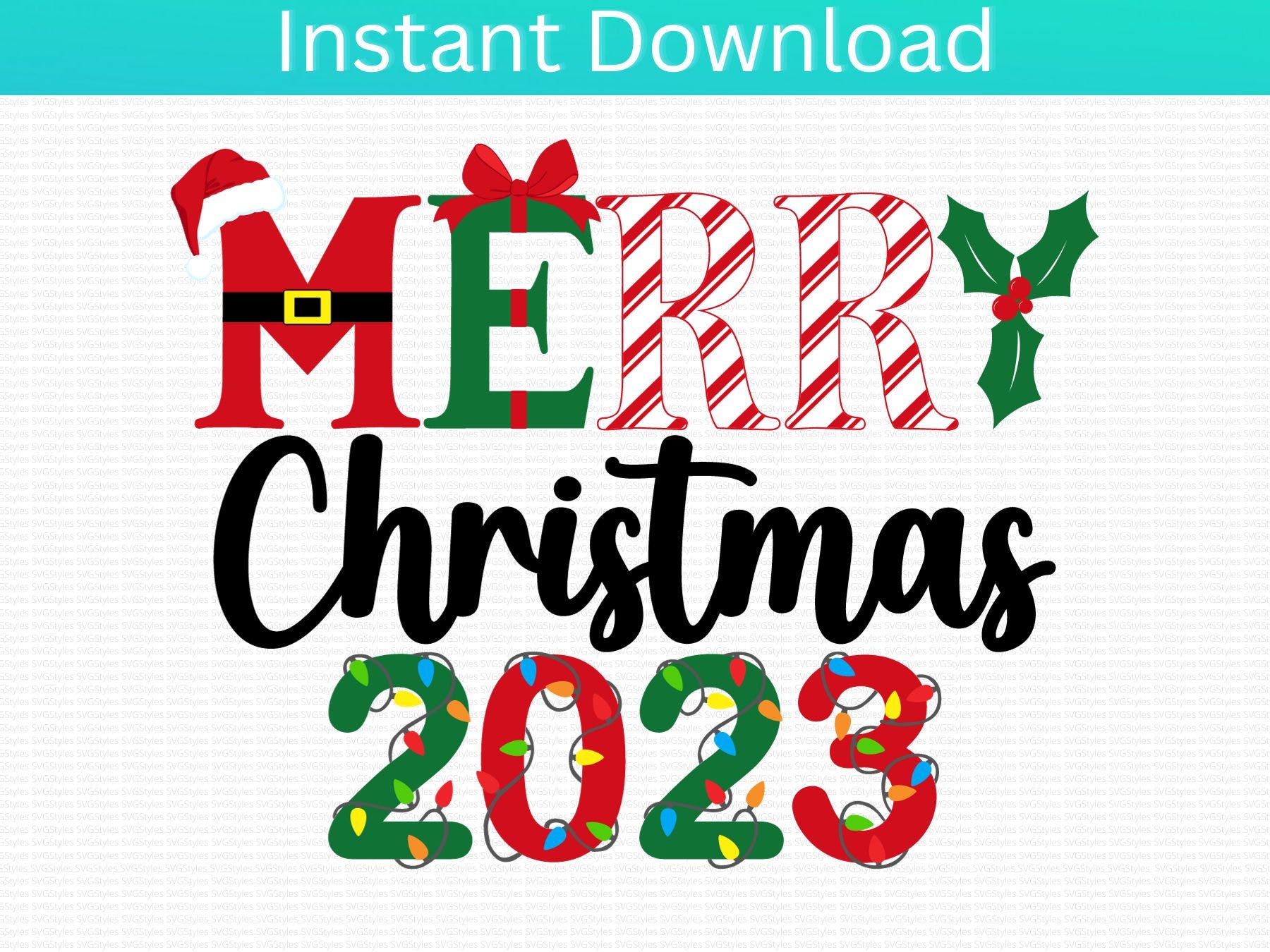 Merry Christmas 2023 SVG PNG Christmas Svg Clipart Digital Printable Cricut Cut File