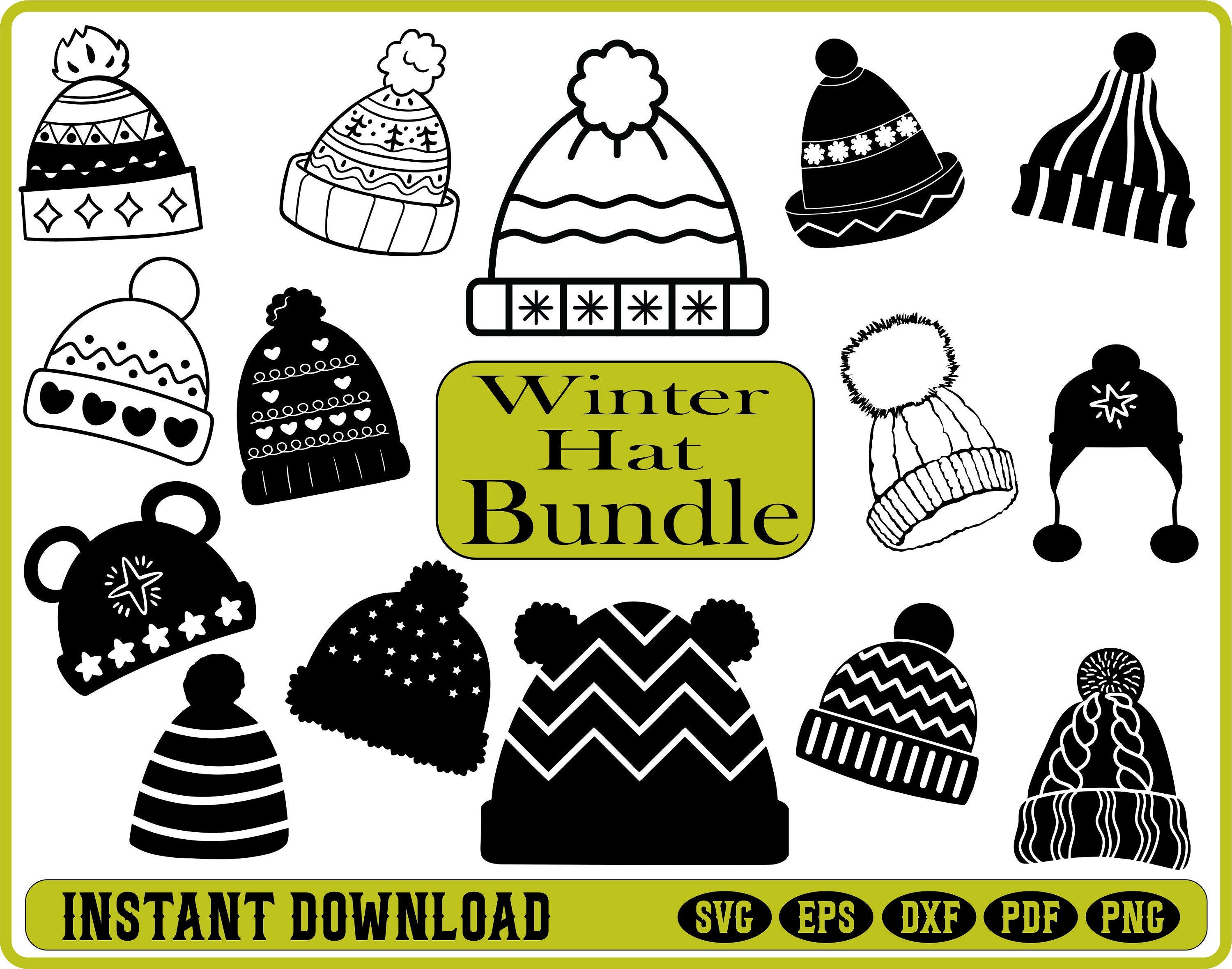 Winter Bundle SVG Winter hats SVG Beanie svg Hat Bundle Svg Winter Svg Hat Svg Cold Svg digital download instant download cricut silhouette