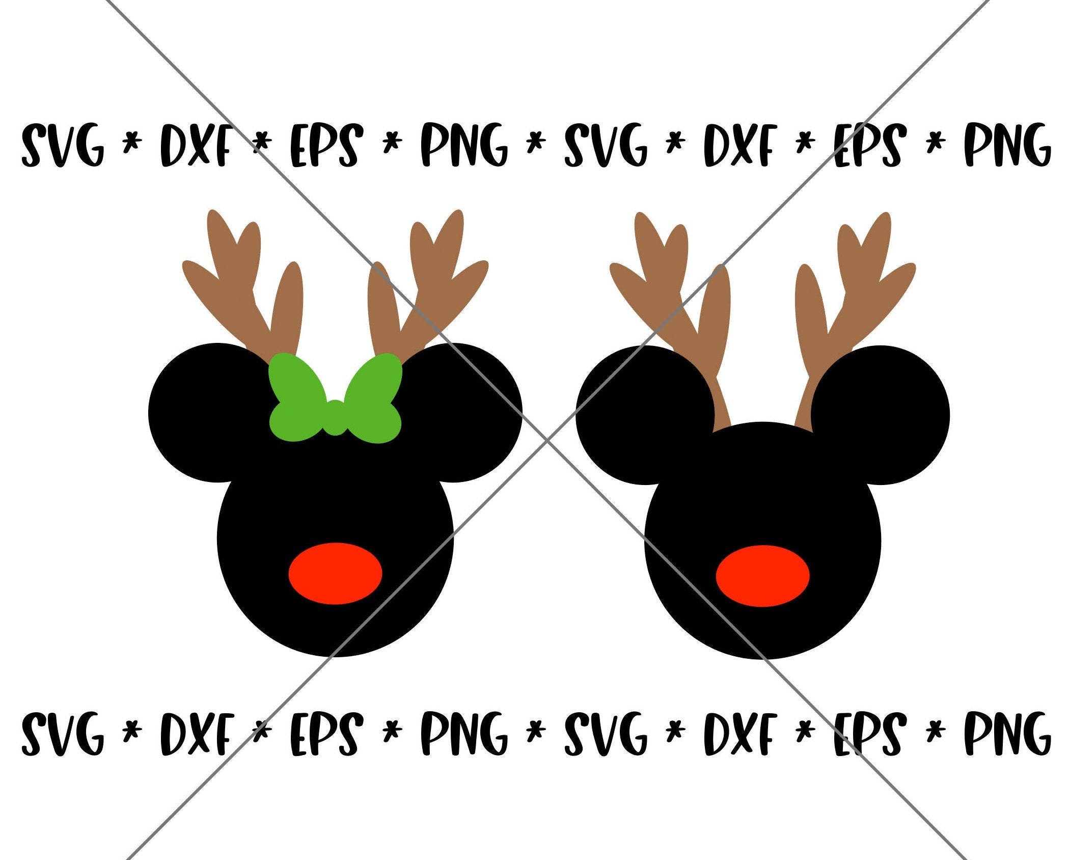 SALE!! Christmas Reindeer Mouse SVG Disney svgs DXF eps png Instant Download File Mickey Disney World Family Holiday Trip Silhouette--X05