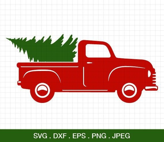 Christmas Truck svg, Truck with tree svg, Christmas SVG, Christmas Antique Truck With Tree, Silhouette, Cricut Files, Clipart, SVG Files