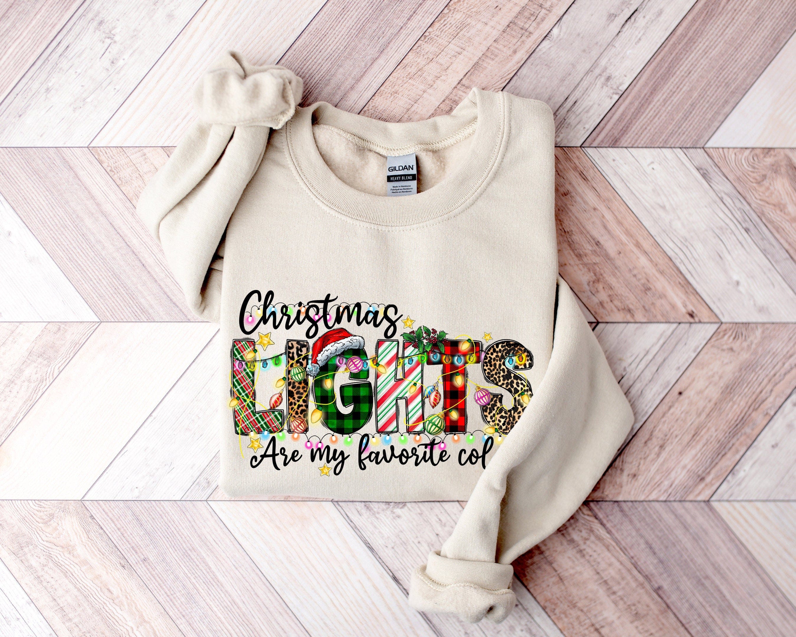 Christmas Sweatshirt, Womens Christmas Sweatshirt, Christmas Sweatshirts for Women, Christmas Women,Christmas Lights Are My Favorite Color
