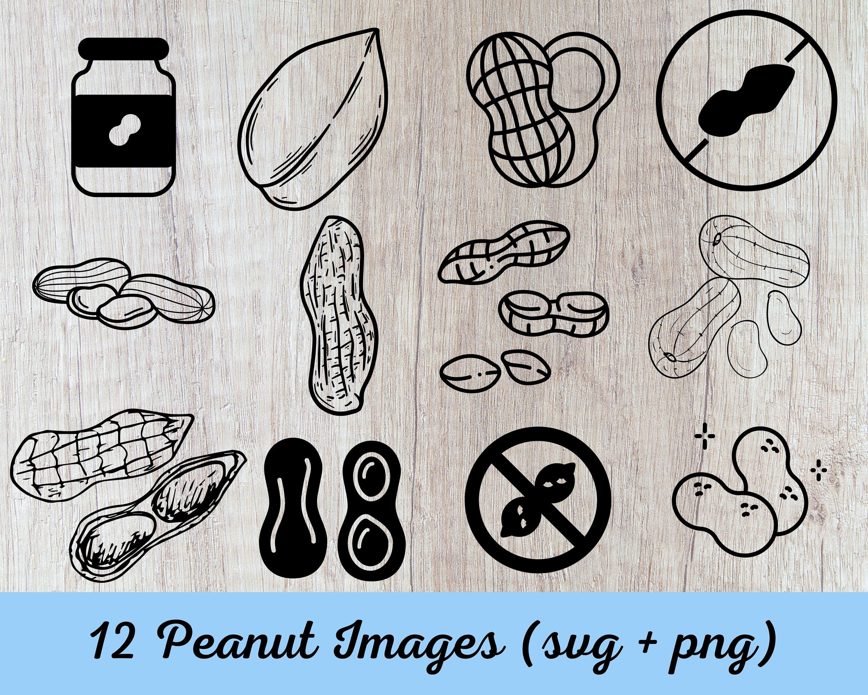 Peanut outline SVG, Peanut Butter svg, No Peanuts Svg, PNG, instant download