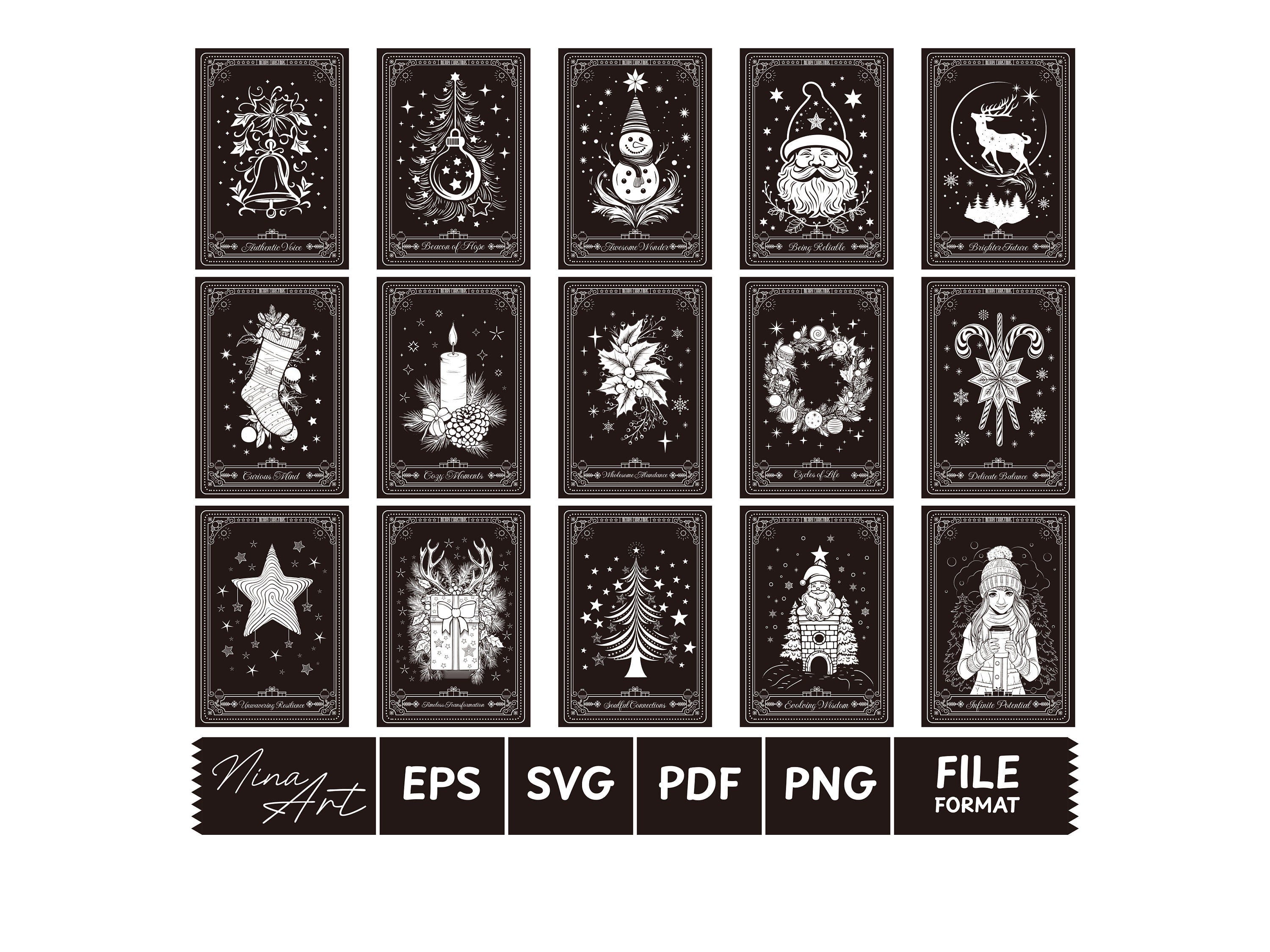 Christmas Tarot Cards SVG Bundle, Retro Christmas Png, Santa Claus Png, Christmas Vibes Png, Christmas Png, Sublimation Designs, Png