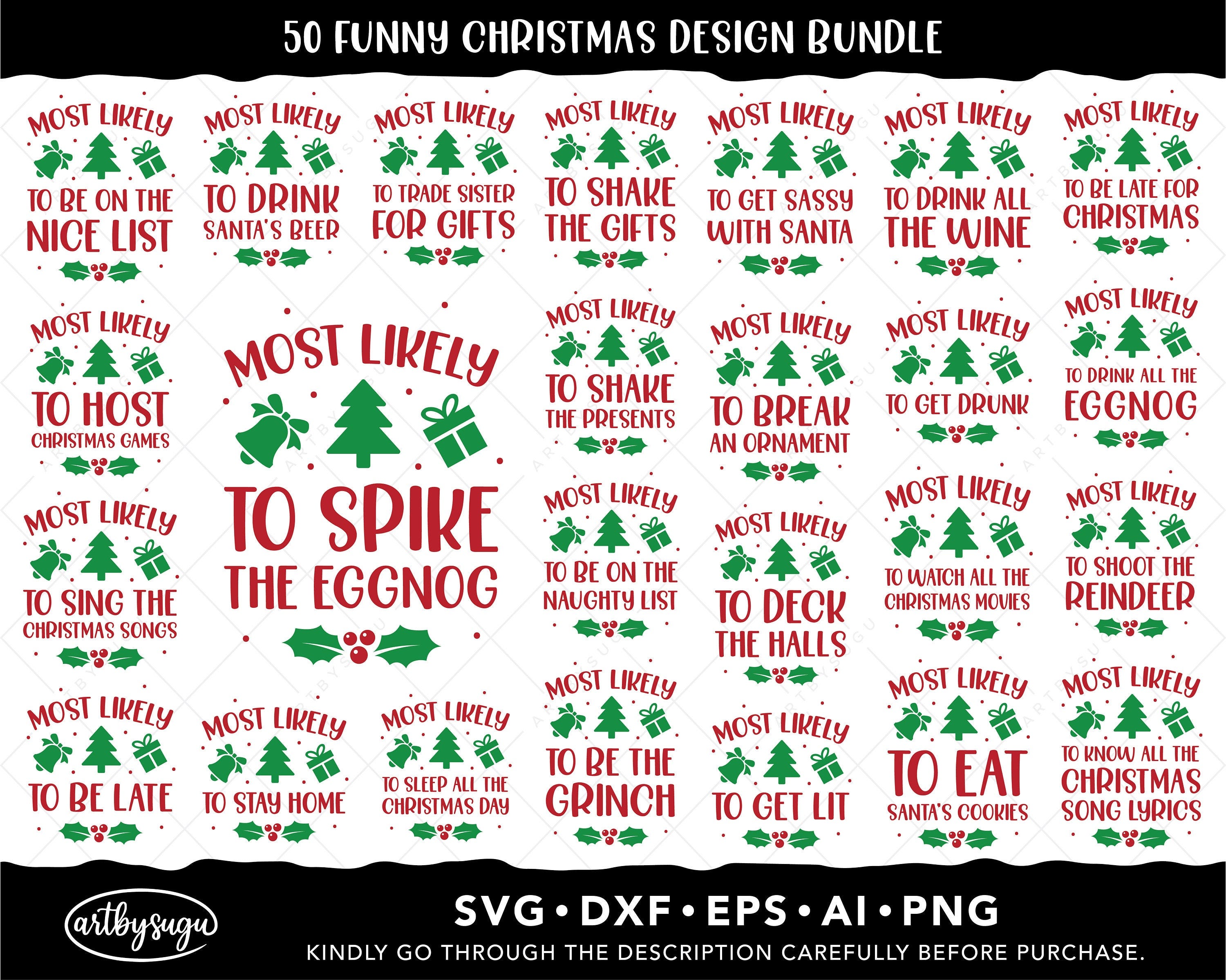 Funny Christmas SVG, Most Likely To SVG Design Bundle