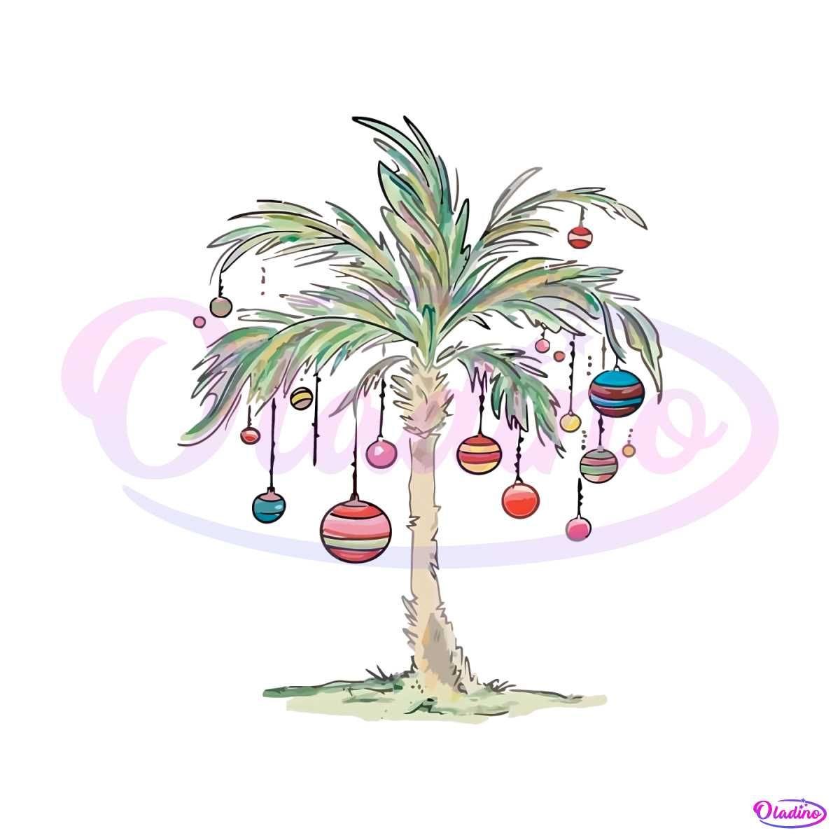 Vintage Christmas Palm Tree Holiday Vacation PNG Download