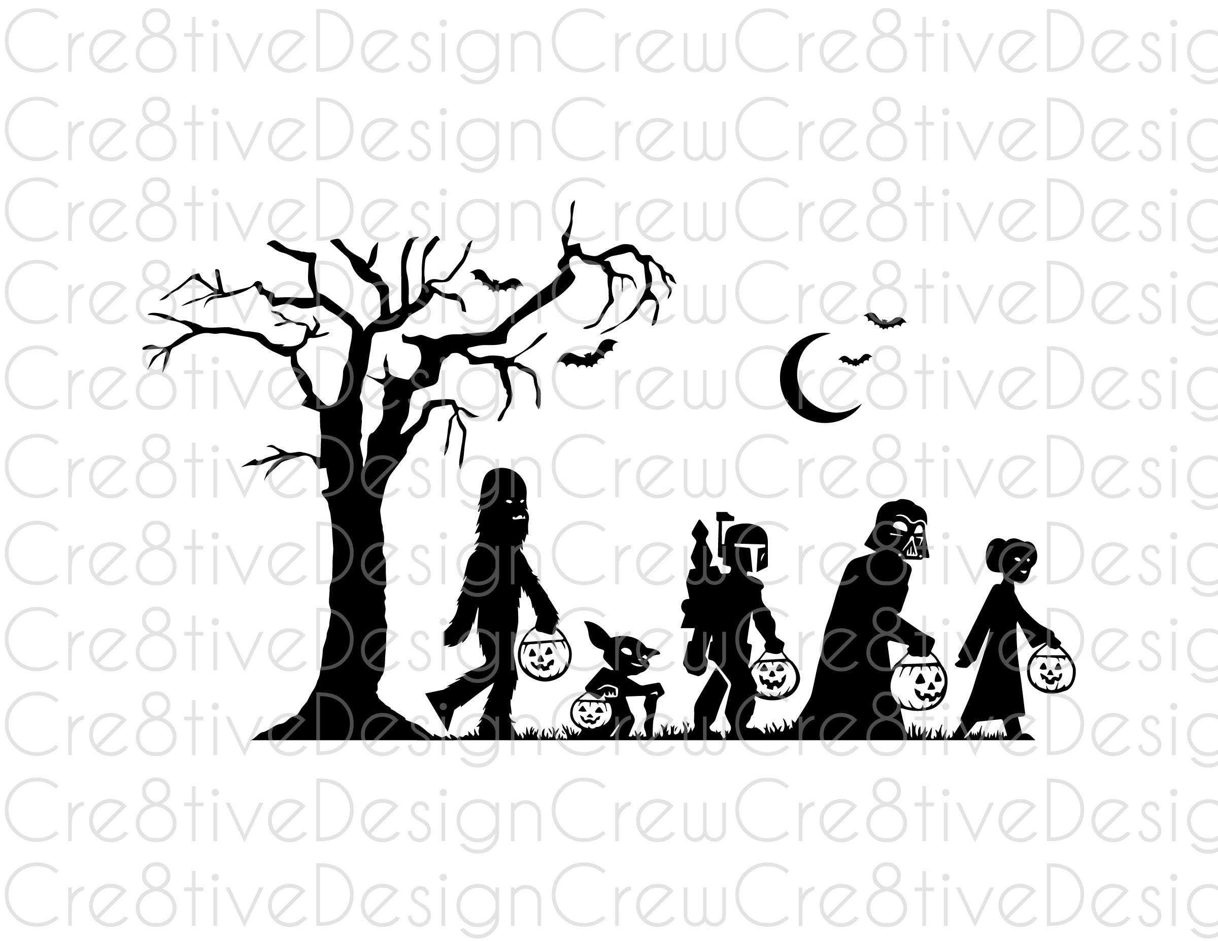 Star Warss SVG, Chewie, Leia, Spooky, Halloween, Cricut, Silhouette, Digital File, Cut File