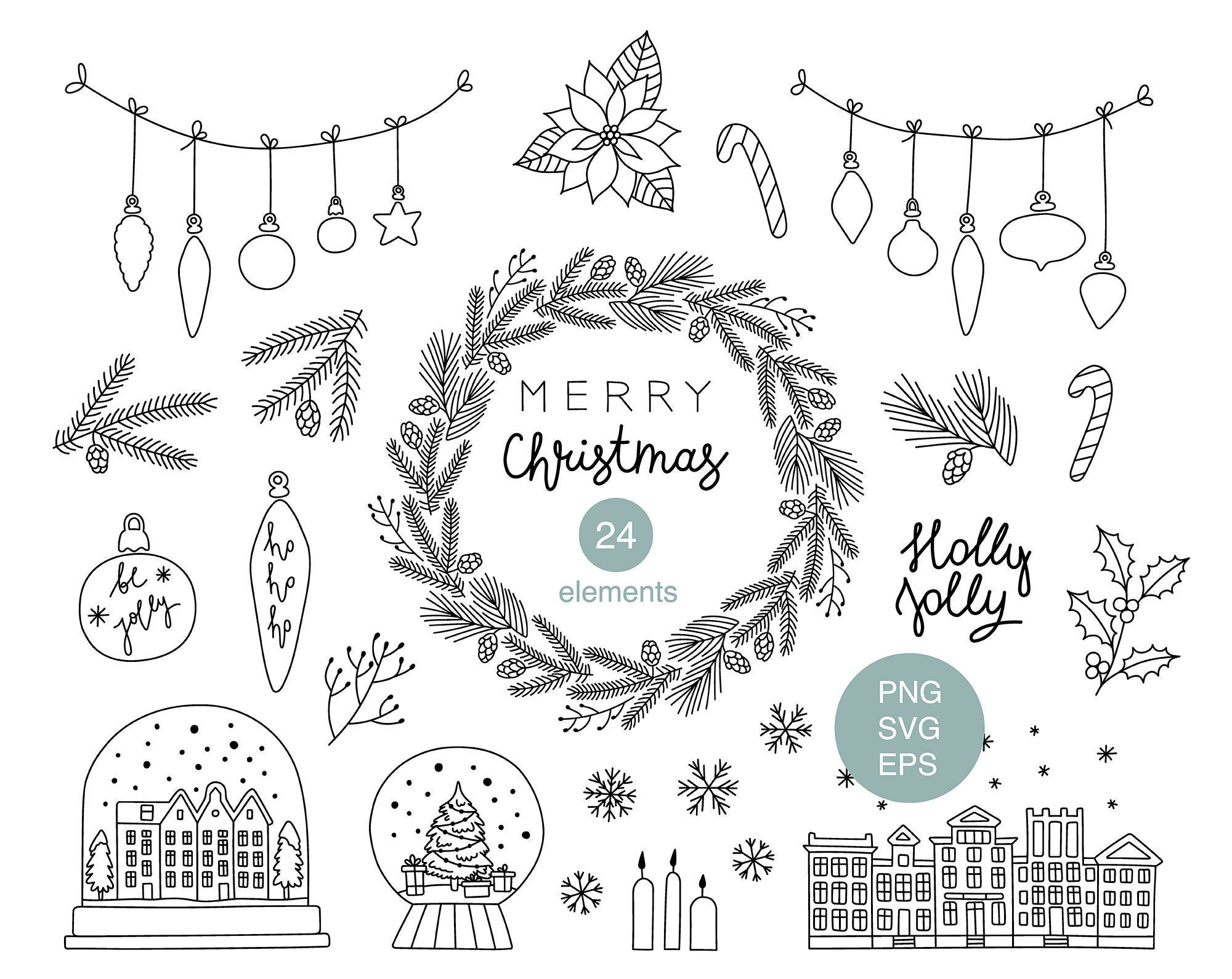 Christmas Svg Bundle, Merry Christmas Svg, Pine Branch Svg, Christmas Clipart, Christmas Bauble, Eps Png Download, Cut File, Commercial Use