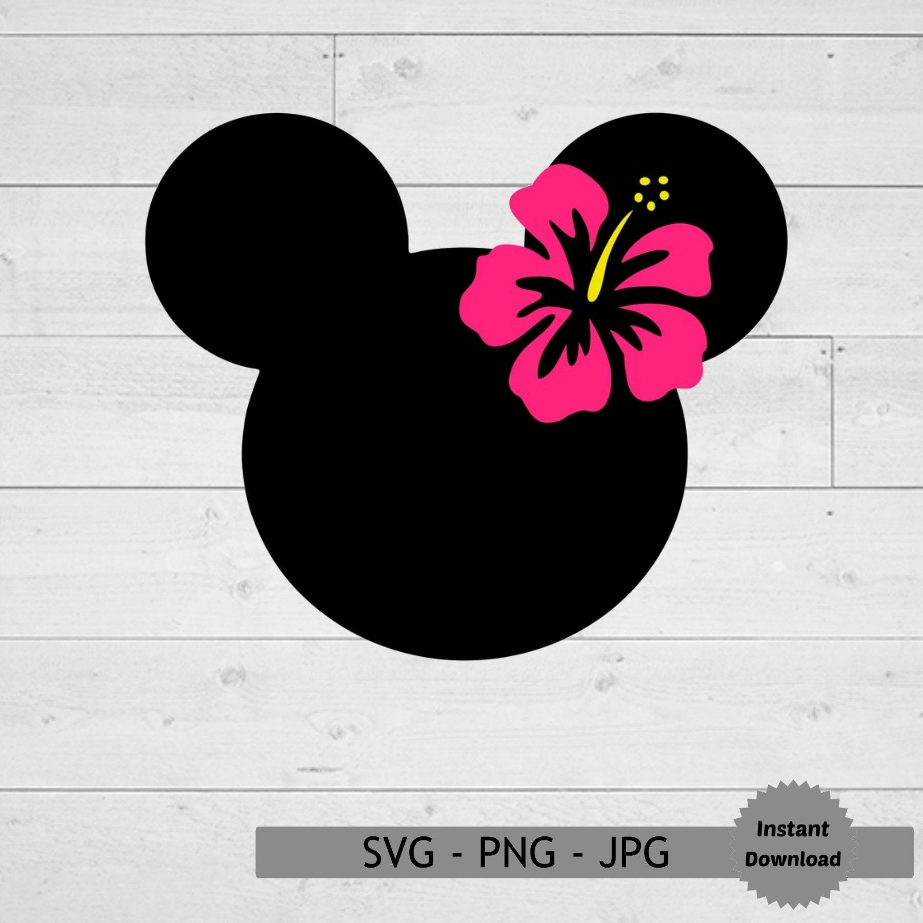 Hawaiian Mouse svg, Mouse svg, Hawaii svg, Hawaii Mouse svg, Mouse head svg, Mouse Ears svg, INSTANT DOWNLOAD