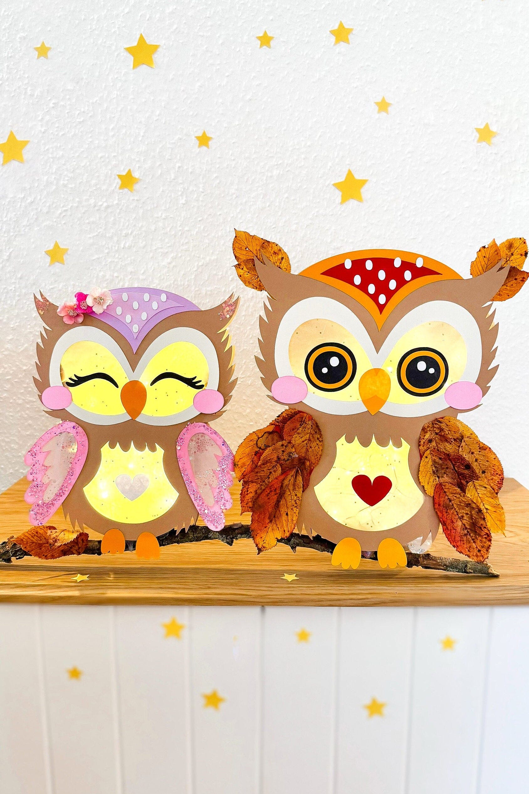 2 owl lanterns/craft template/SVG/individual parts for construction paper