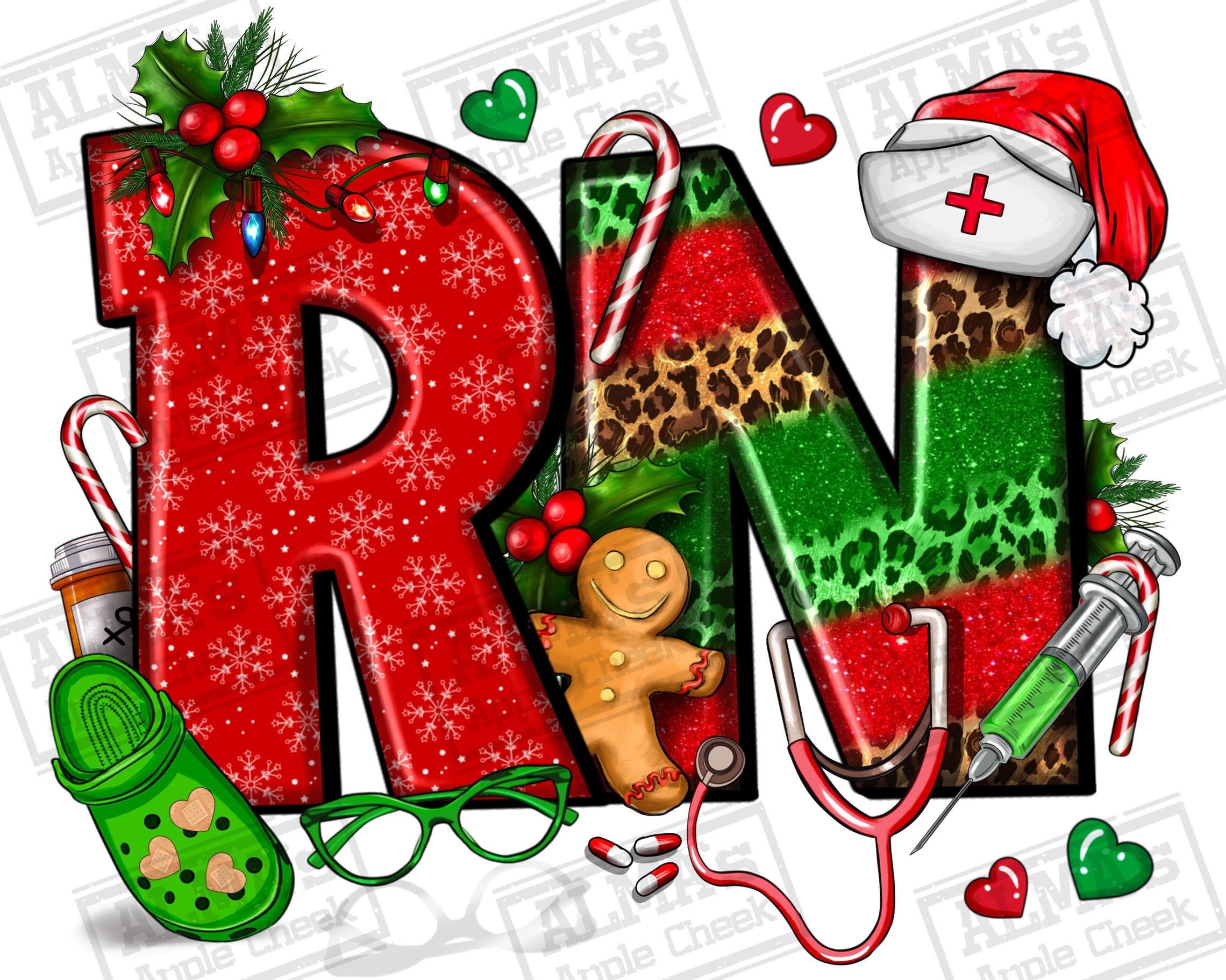 RN Registered Nurse Christmas png sublimation design download, Merry Christmas png, Christmas RN png, sublimate designs download