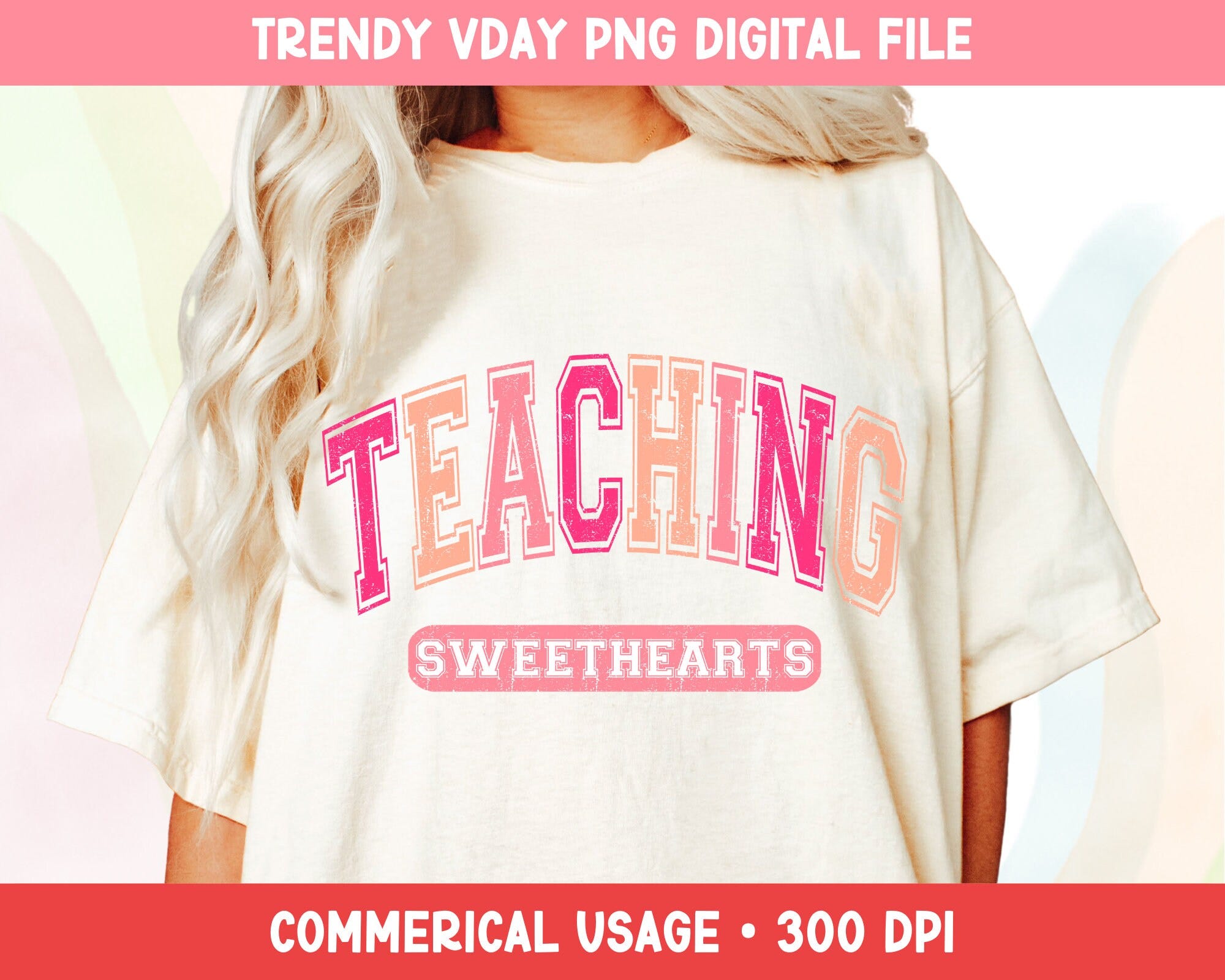 Retro Teaching Sweethearts PNG, Varsity Arched College Design Teacher Groovy Valentines Day T Shirt Sublimation Digital Design Download 85