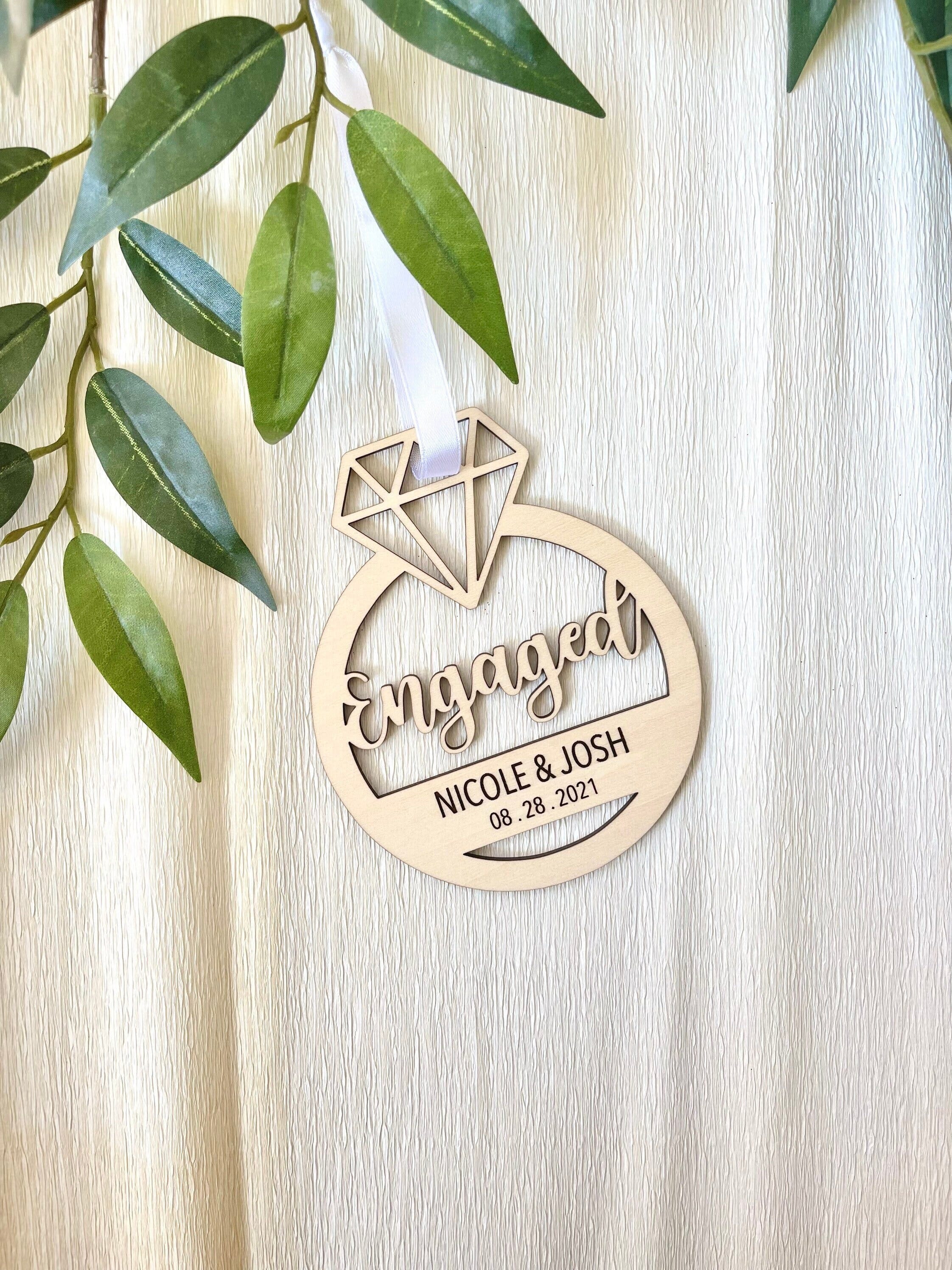 DiGITAL FILE - Engagement Ornament For Laser Cutter, SVG File, Just Engaged Ornament, Wedding Ring Ornament, Glowforge cut file