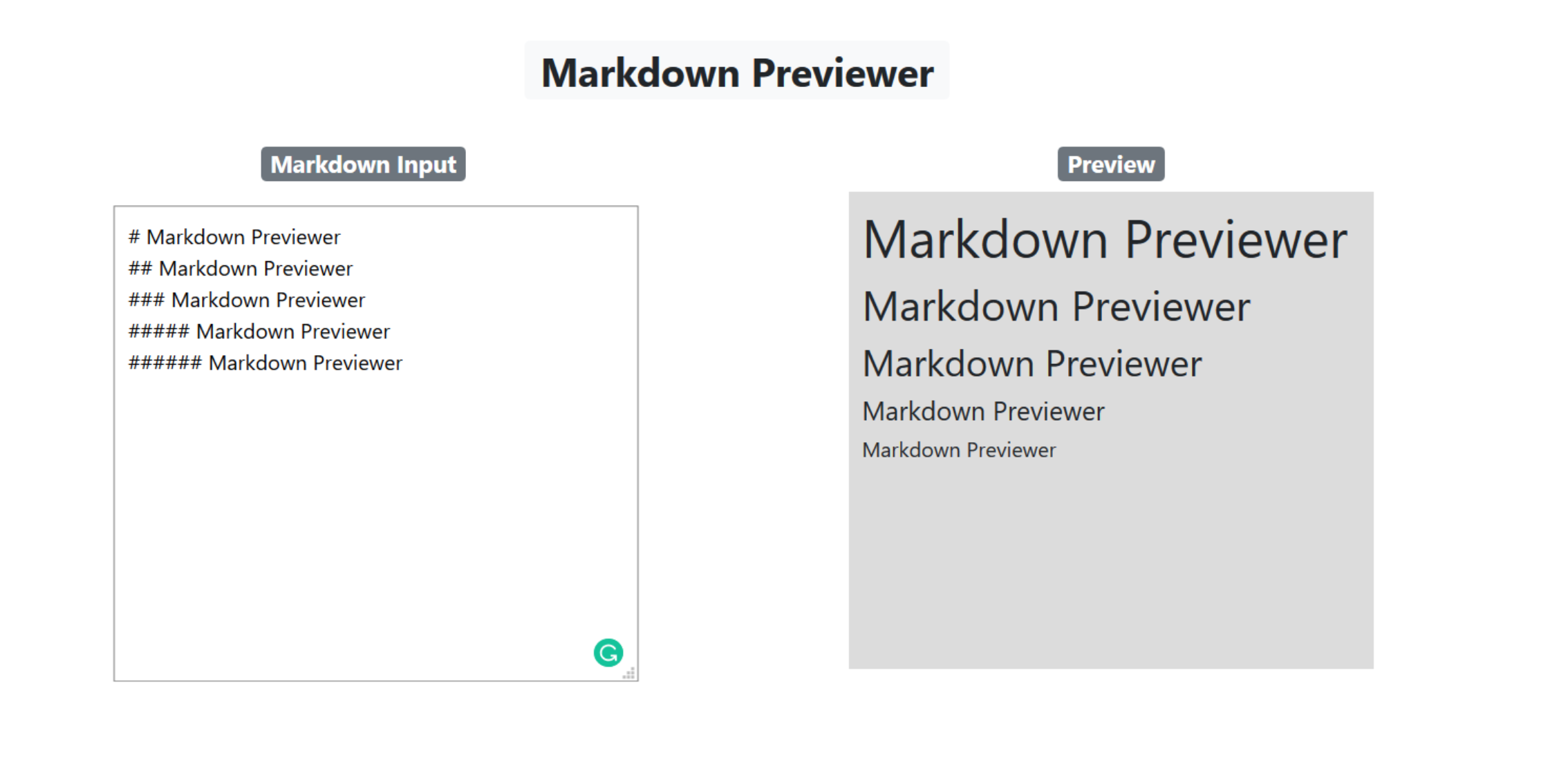 Screenshot of the markdown previewer from the tutorial