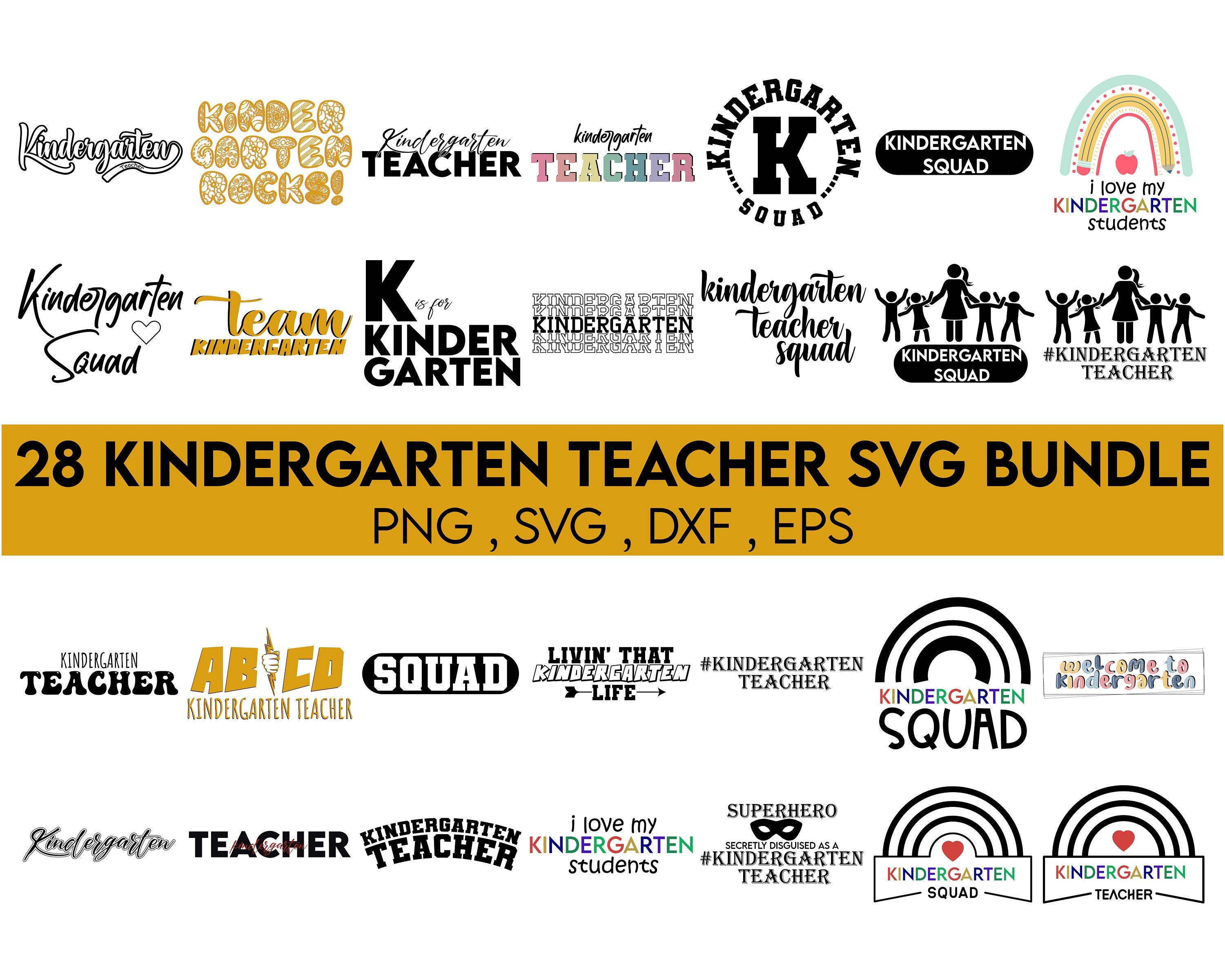 Kindergarten Teacher Svg Bundle, Kindergarten Svg bundle, Kinder Teacher Svg, Back to School,Kindergarten Svg,Kindergarten Teacher Shirt Svg