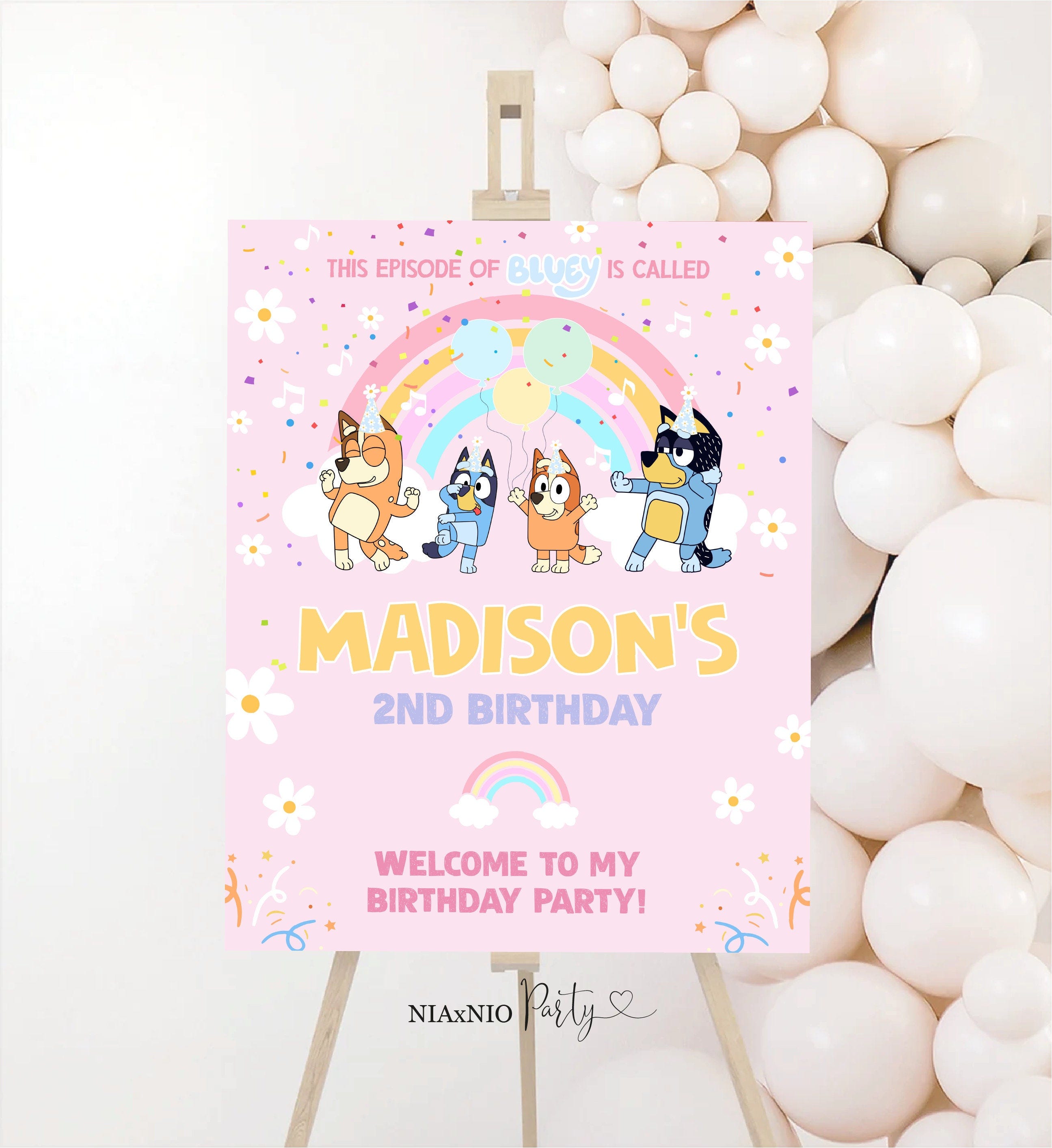Editable Bluey Welcome Sign for Girl Blue Dog Birthday Sign Bluey Invitation Girl Bluey Birthday Welcome BLU11