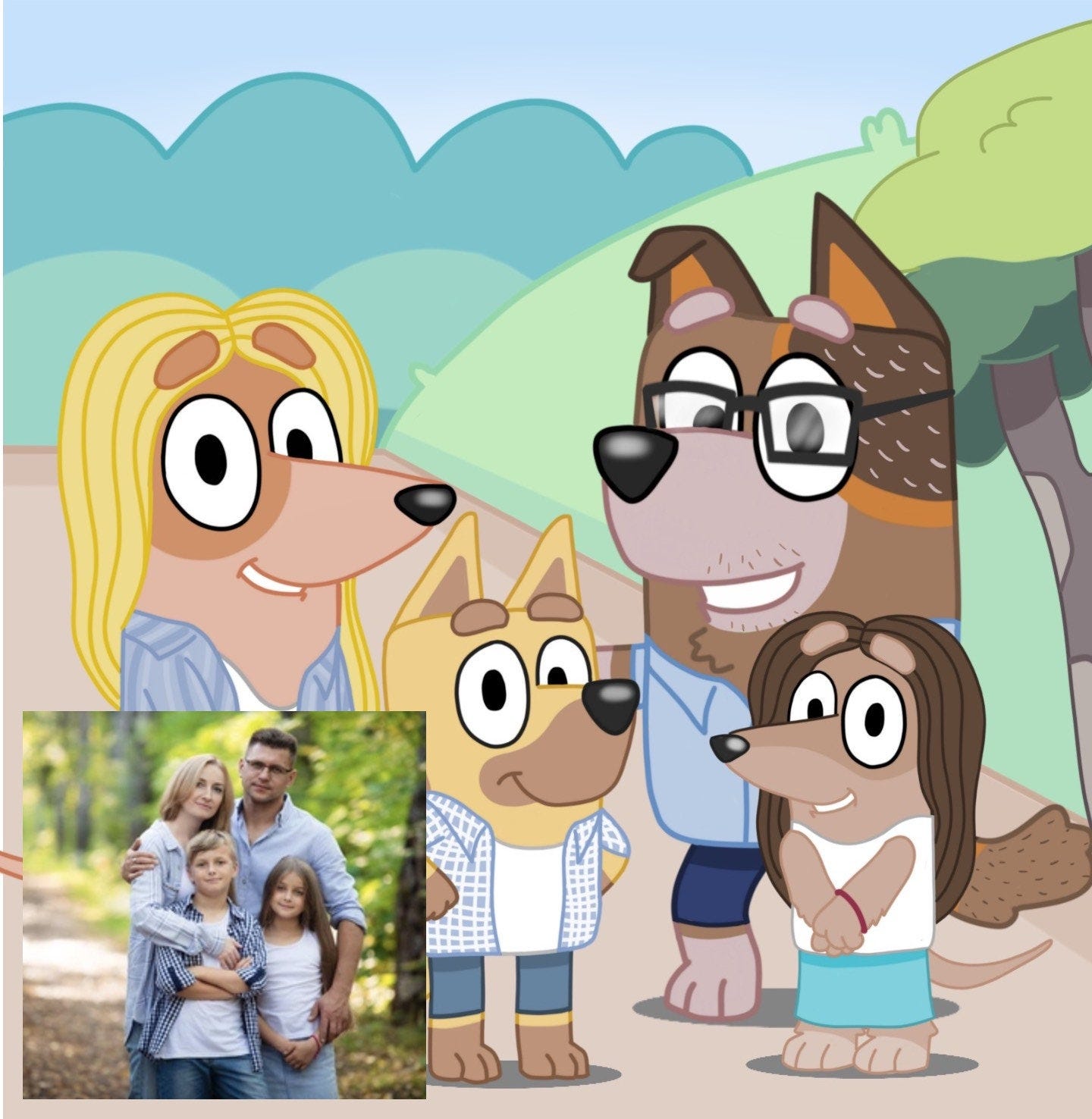 Custom Personalised Bluey Style Family Portraits - High Quality Digital File | Unique Gift Idea