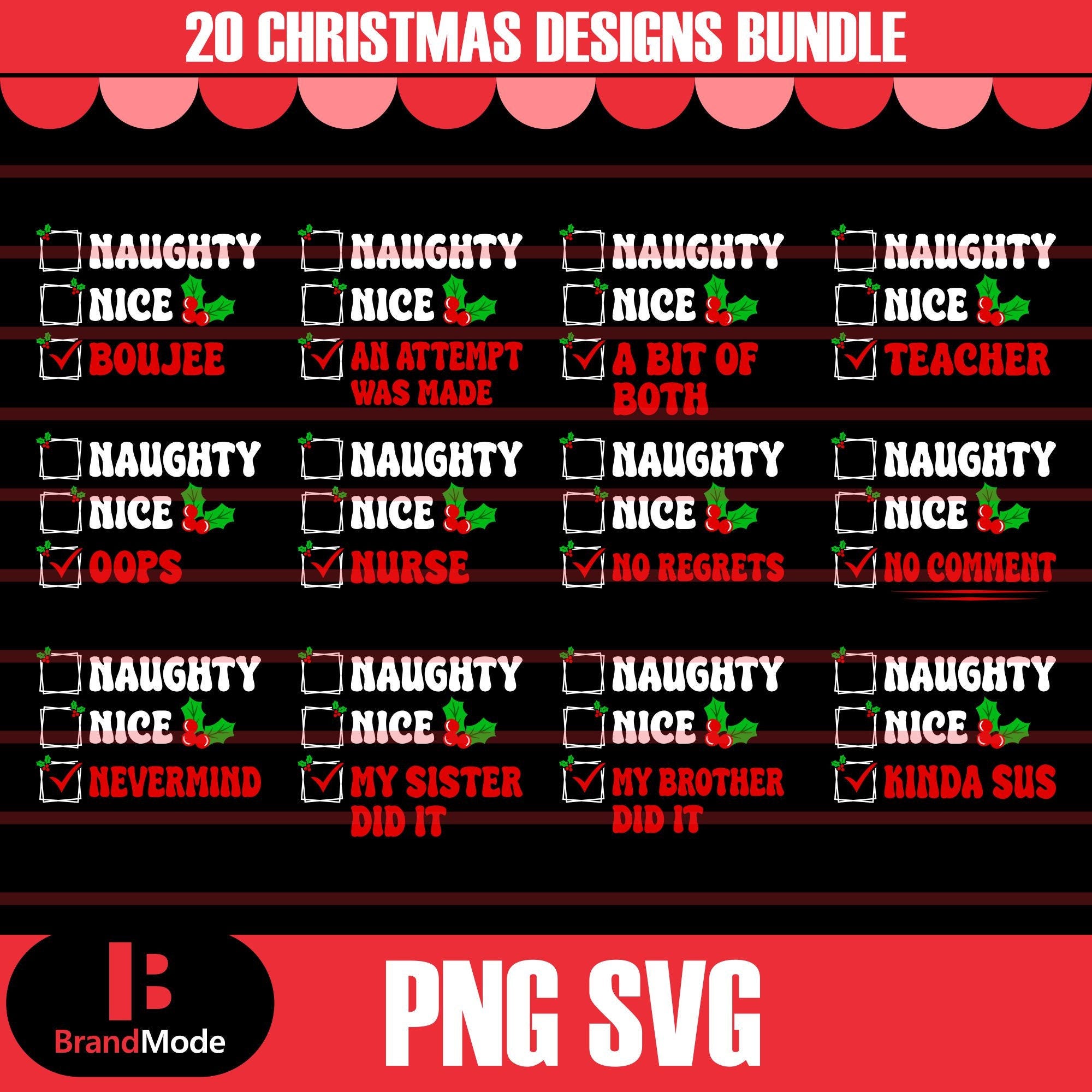 Naughty Or Nice Christmas Shirt SVG Bundle, Funny Christmas Svg, Sarcastic Holiday Shirt Svg, Santa Svg, Christmas Humor, Trendy Winter Svg,