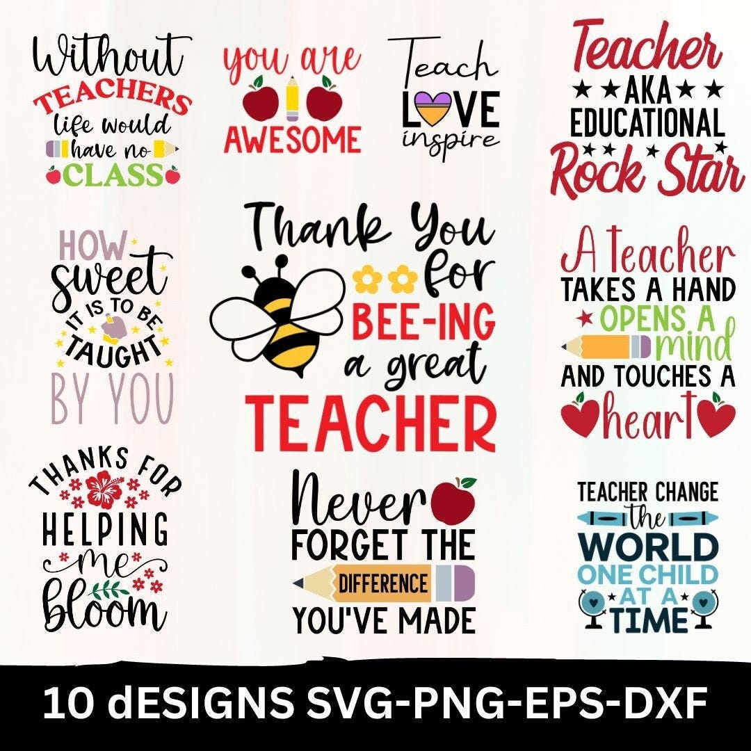 Teacher SVG Bundle, Teacher appreciation SVG, Teacher clipart, Teacher mug clipart, end term clipart, Teacher Appreciation Svg, Teaching Svg