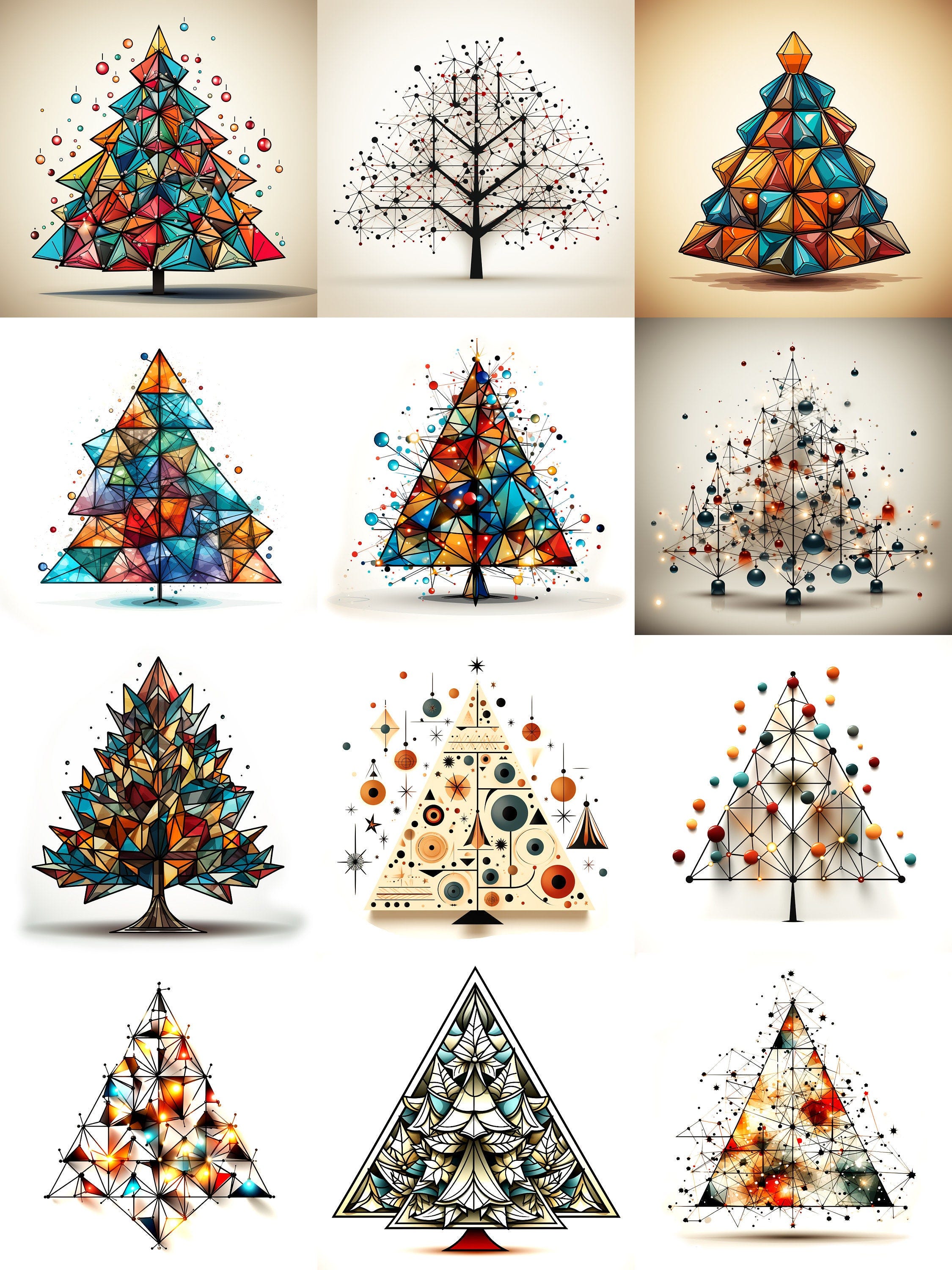 Modern Christmas Tree SVG Collection  13 svg & png files ready for Scrapbooking Laser Engraving CNC Journaling Card Making T-shirt design