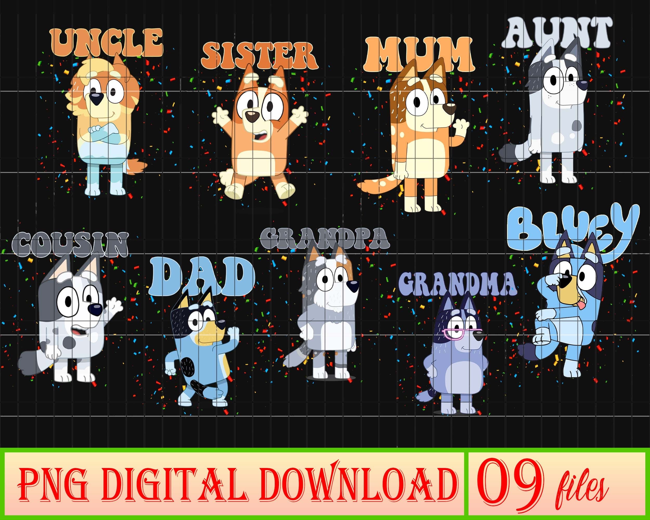 Bluey Bundle PNG, Bluey Family Birthday PNG, Bluey Birthday Png, Bluey Bingo Png, Bluey Mom Png, Bluey Dad Png, Bluey Friends Png, Bluey PNG