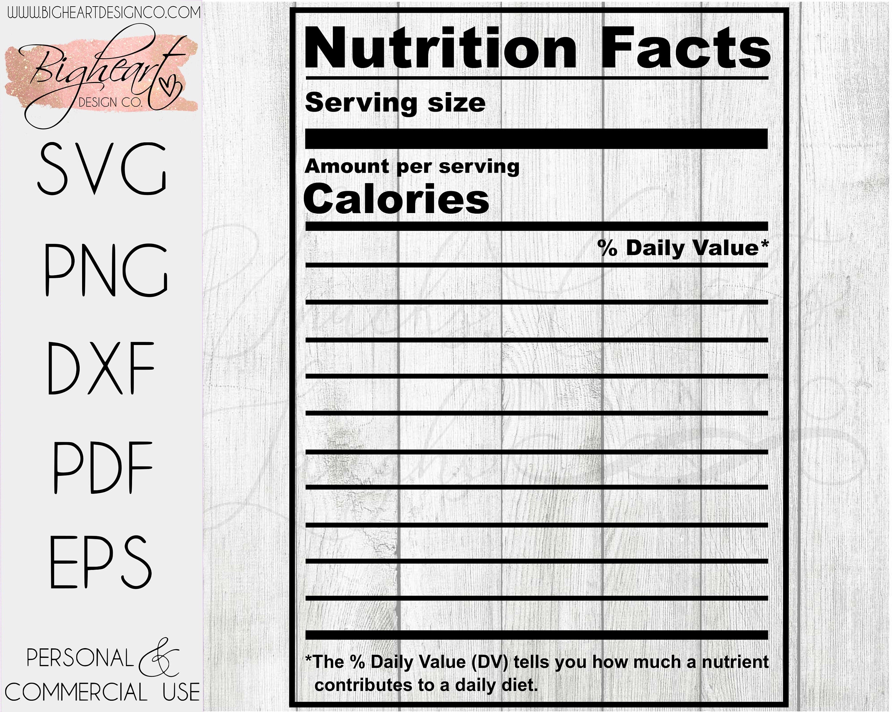 DIY Nutritional Facts SVG | Nutritional Facts Blank SVG