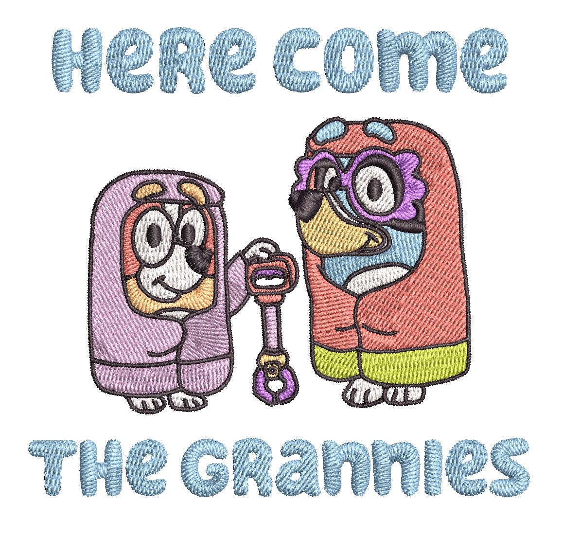 Here come the grannies Bluey Embroidery File