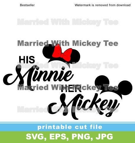 SVG his minnie her mickey matching cute couples design for DIY at home apparel