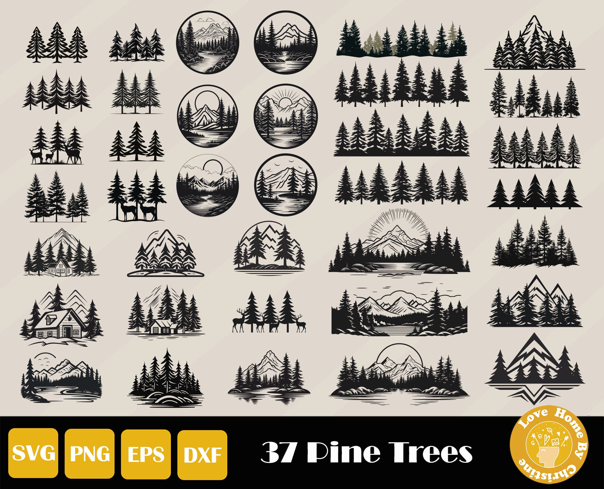 Pine Tree Svg, Christmas Tree Svg, Pine Tree Png, Tree Silhouette Svg, Pine Tree Bundle, Nature Svg, Christmas Shirt Svg, Instant Download