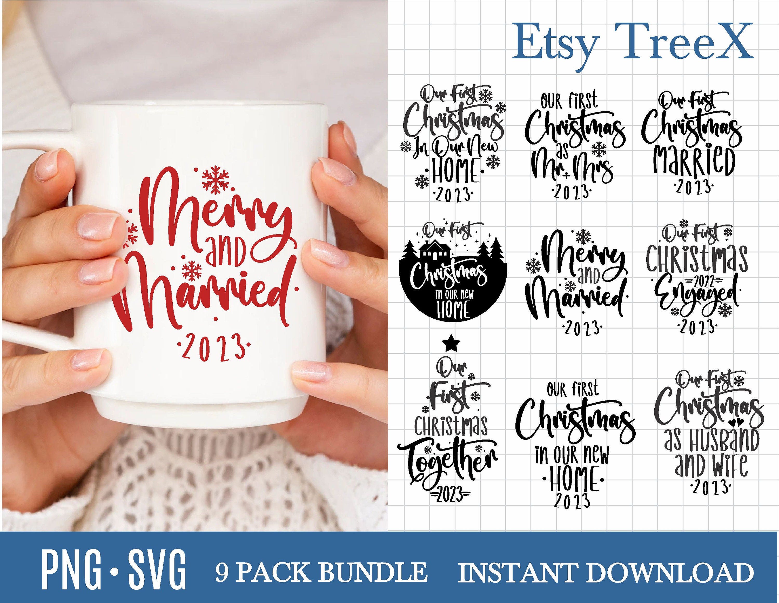 Our first Christmas 2023 ornaments SVG bundle by Oxee, first Christmas as mr and mrs svg, first Christmas in new home svg