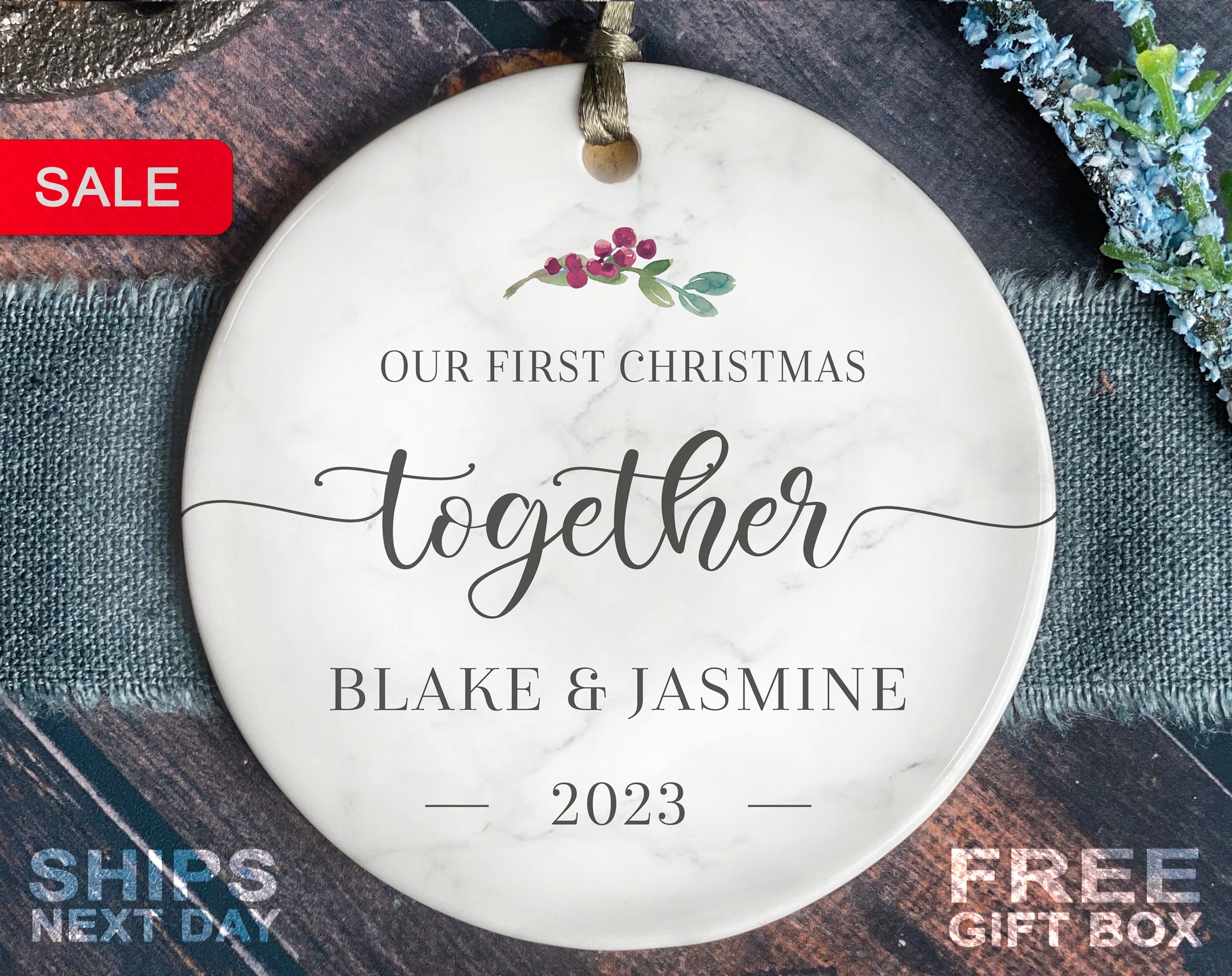 First Christmas Together Ornament - Couples Ornament - Personalized First Christmas Together - New Couple Gift