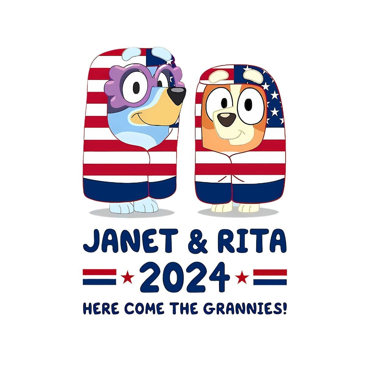 Janet and Rita 2024 Election Png, Janet And Rita for President 2024 Png, Here Come The Grannies Png, Election 2024 Png, Bluey Png