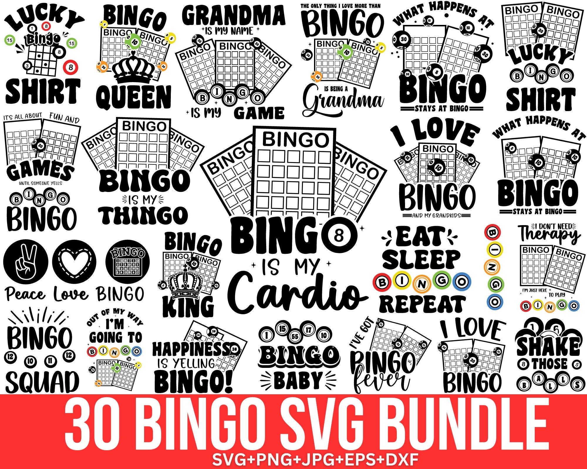 Bingo Svg Bundle, Bingo Player Svg, Bingo player gift, Game svg, Cards svg, Bingo png, Bingo Queen svg, Silhouette, Cut file for Cricut