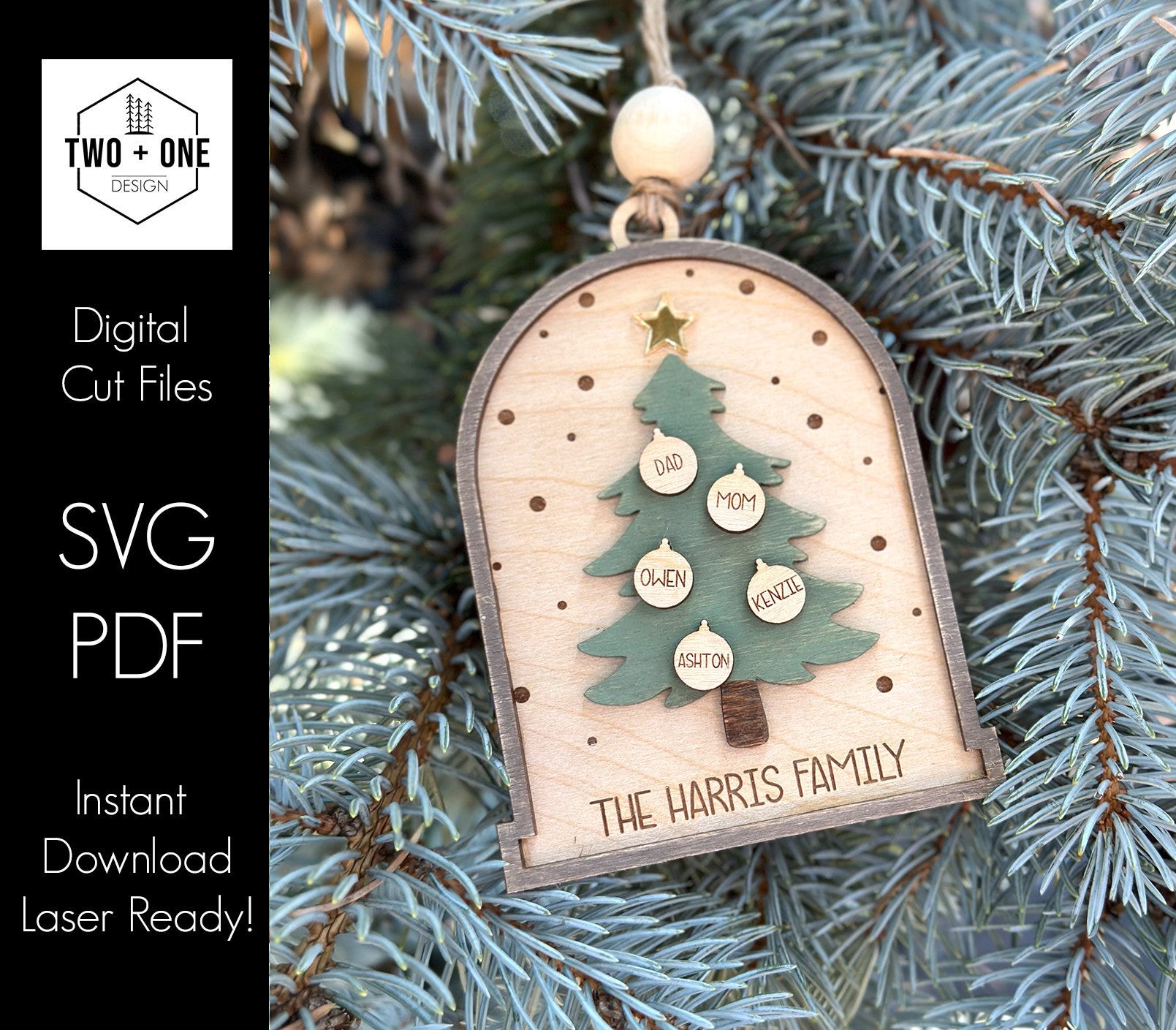 Family Christmas Ornament SVG Laser File