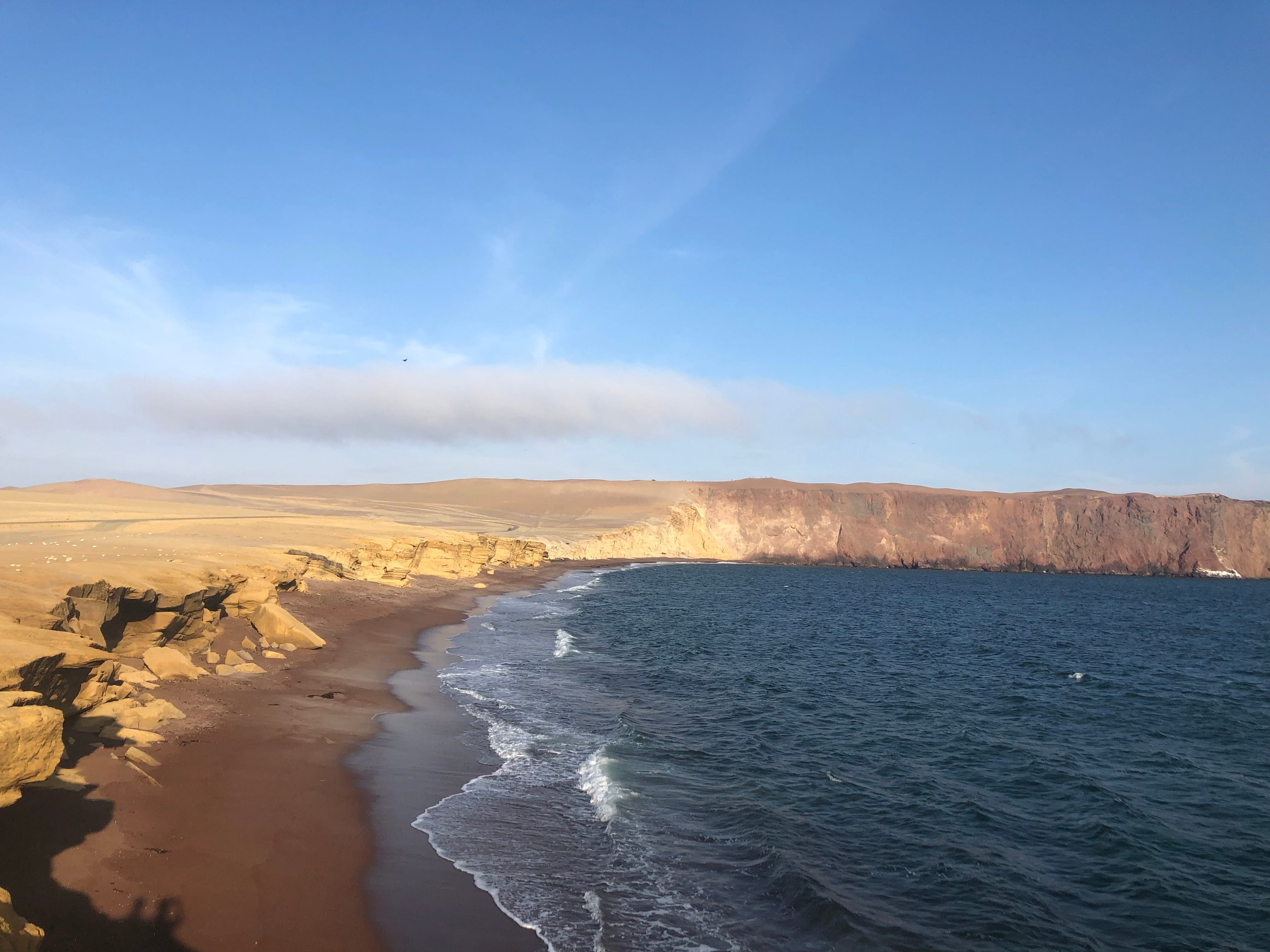 A red sand beach in Paracas National Park.