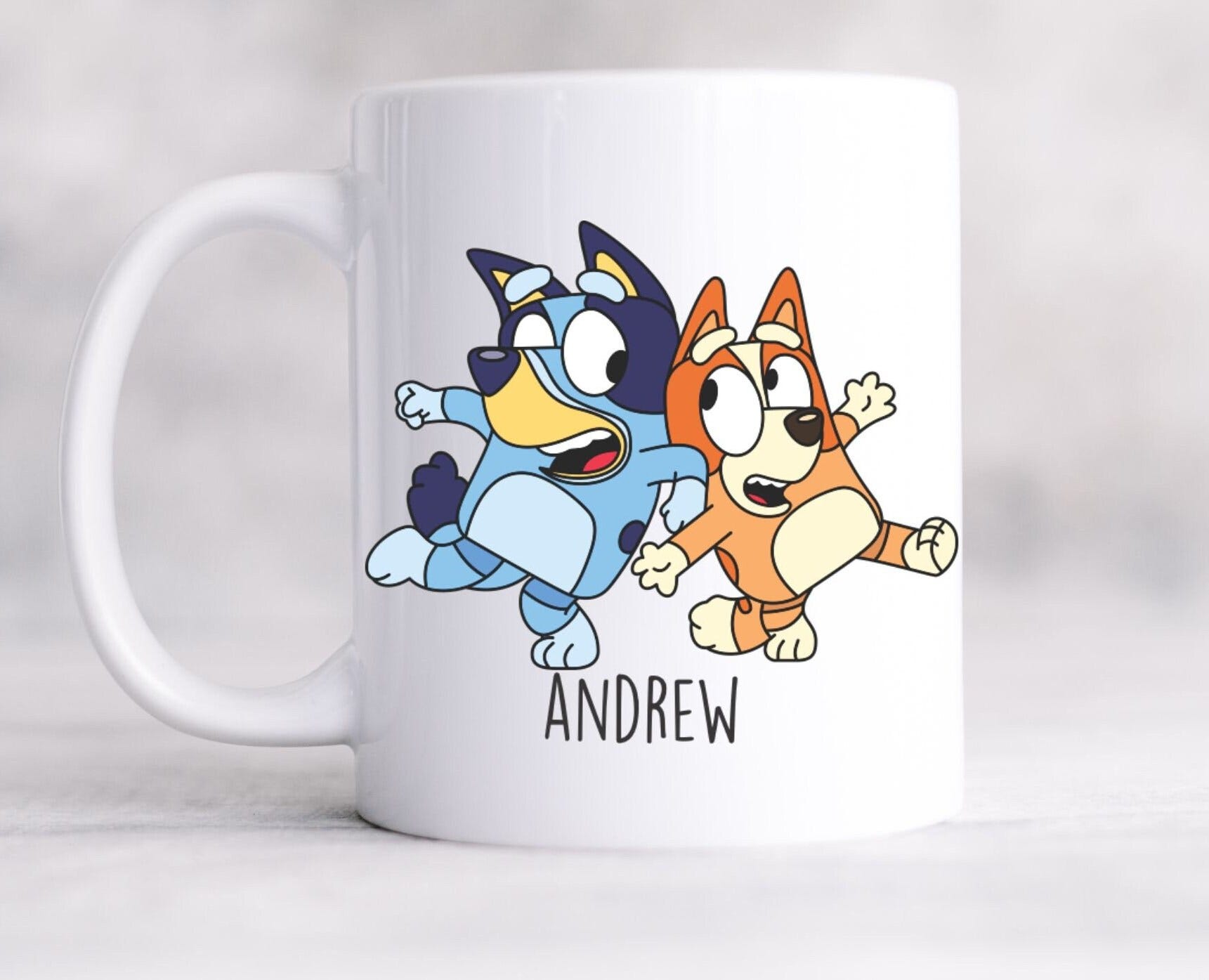 Bluey Heeler & Bingo Cartoon Mug | Bluey, Fun Gift, Coffee Mug, Teenager, Young Adult Mug, Personalized, Blue Dog
