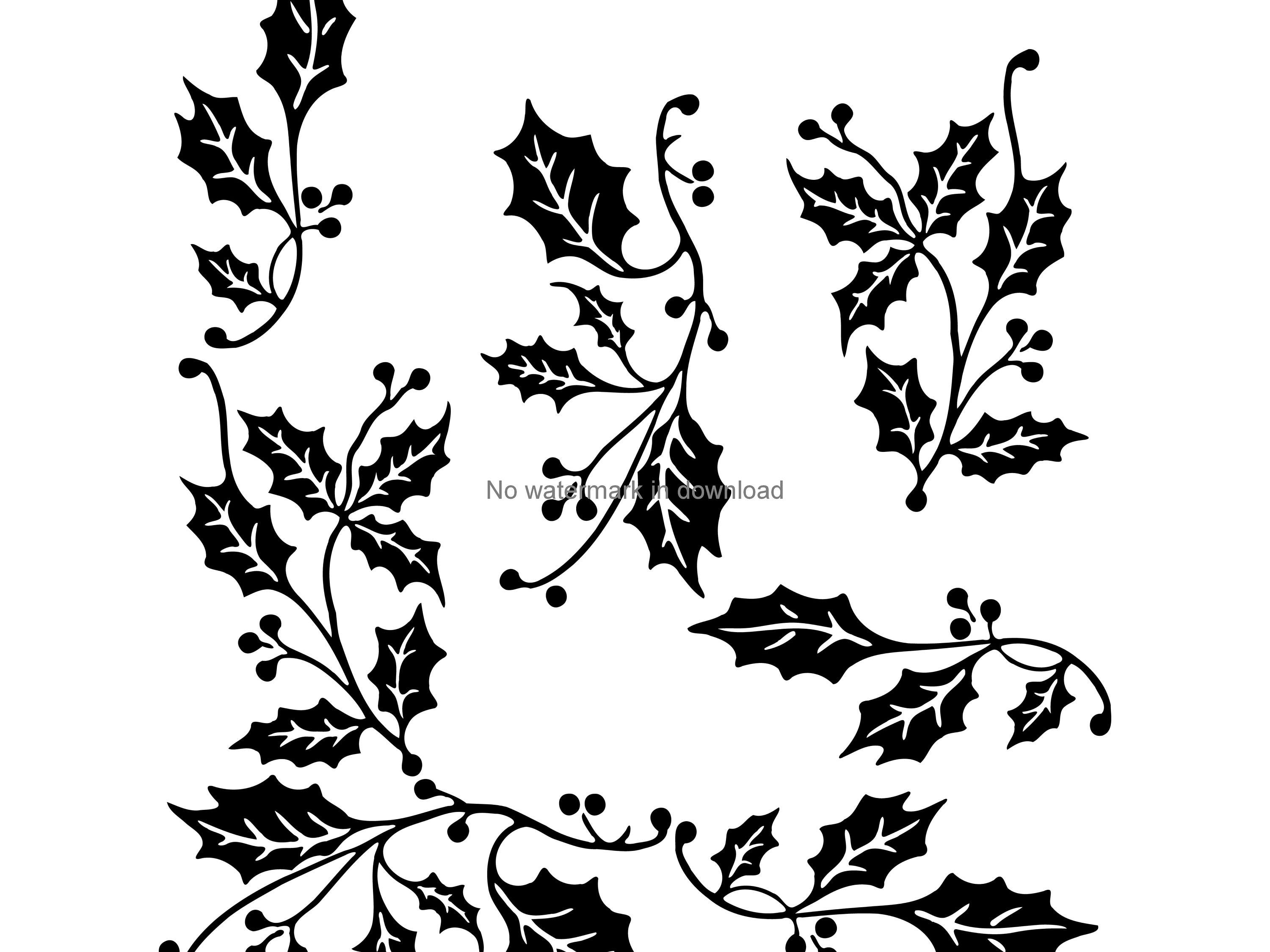 Holly Borders Svg Design, Holly Borders Svg Vector, Holly Borders Svg Dxf Png, Holly Borders Cutting Clipart