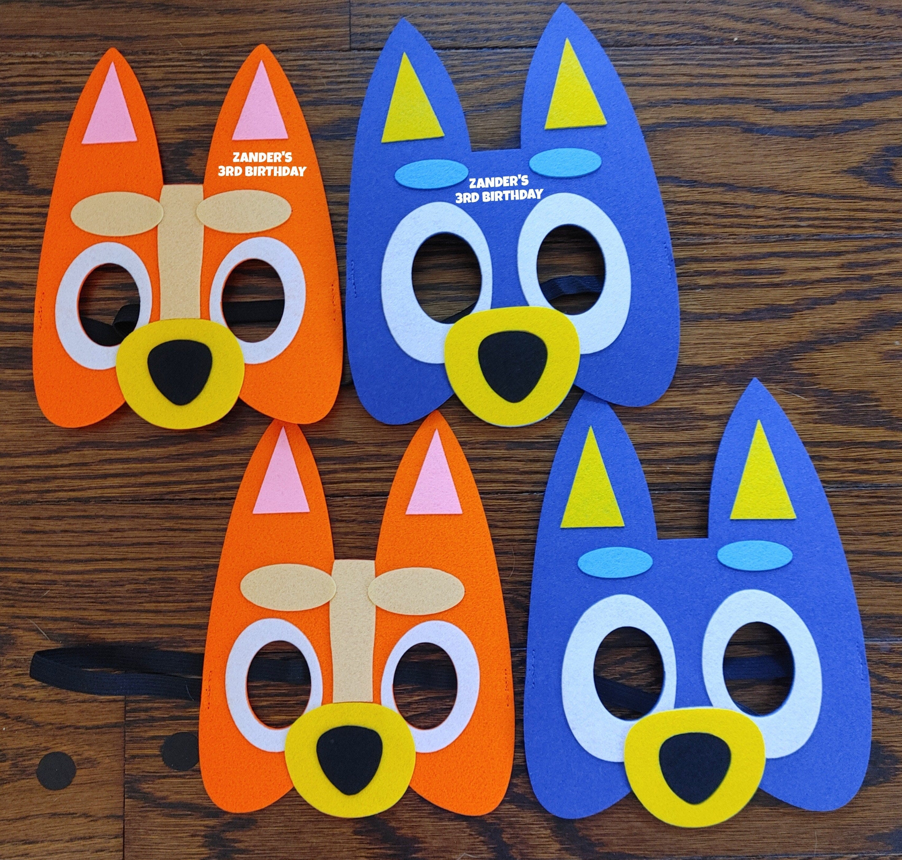 Personalized Bluey Felt Masks!  Party favors! Birthday Party!