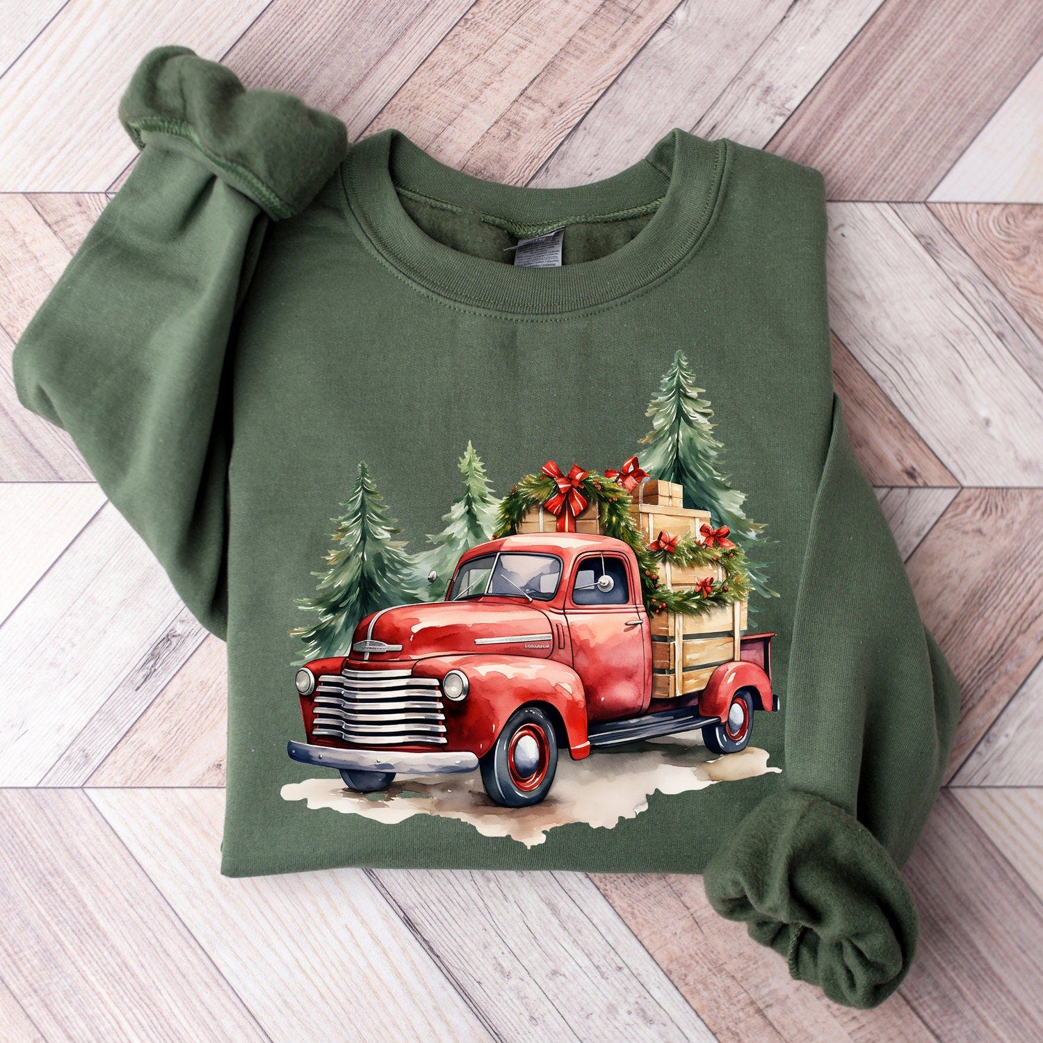Farm Fresh Christmas Trees Truck Sweater, Christmas Truck Family Shirts, Christmas Shirt, Christmas Family, Red Truck Shirt, Christmas a683