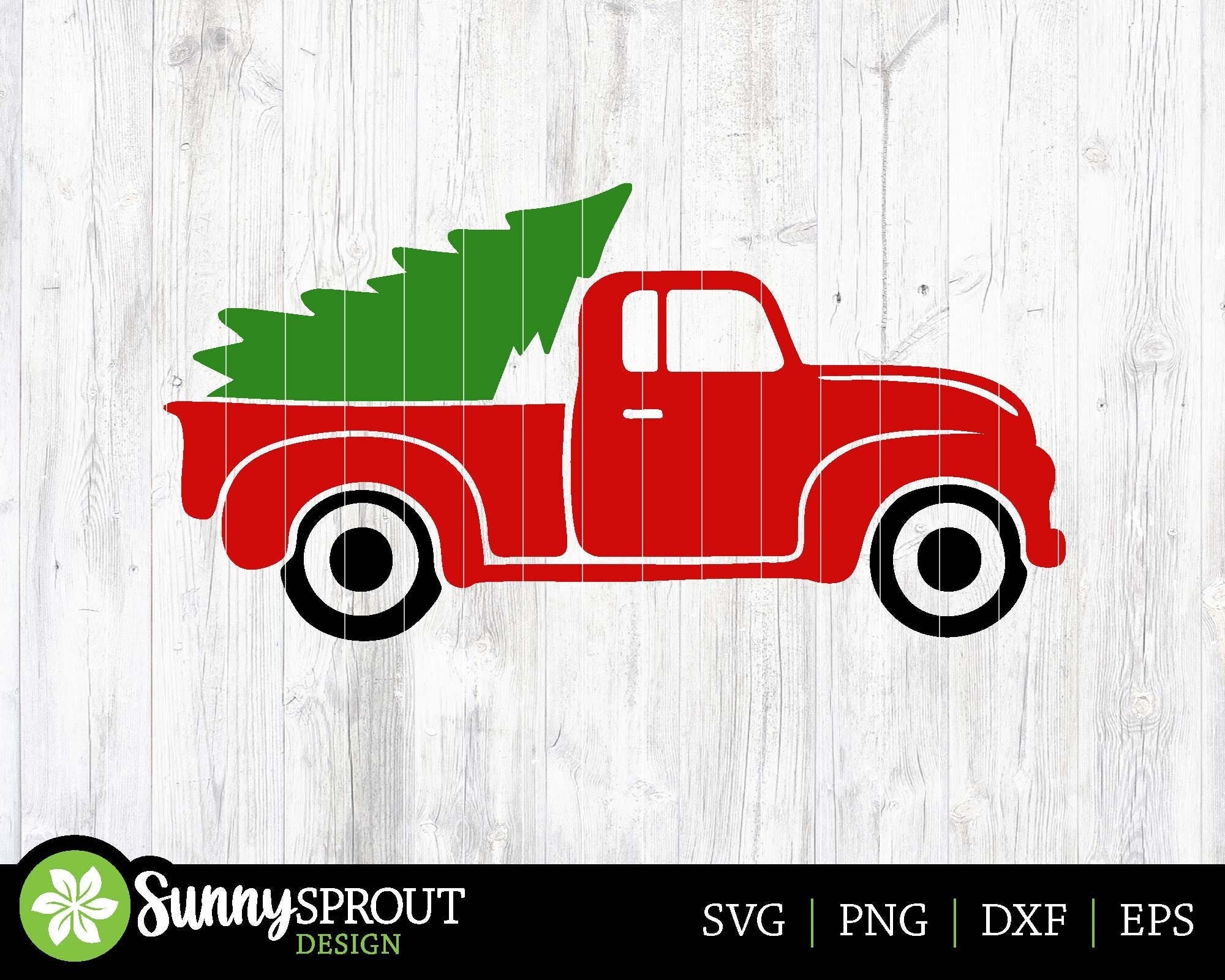 Christmas Tree Old Truck; Digital Download | Print File, Cricut, Silhouette Cut File | Christmas Shirt, Sign, Mug Design | svg png dxf eps