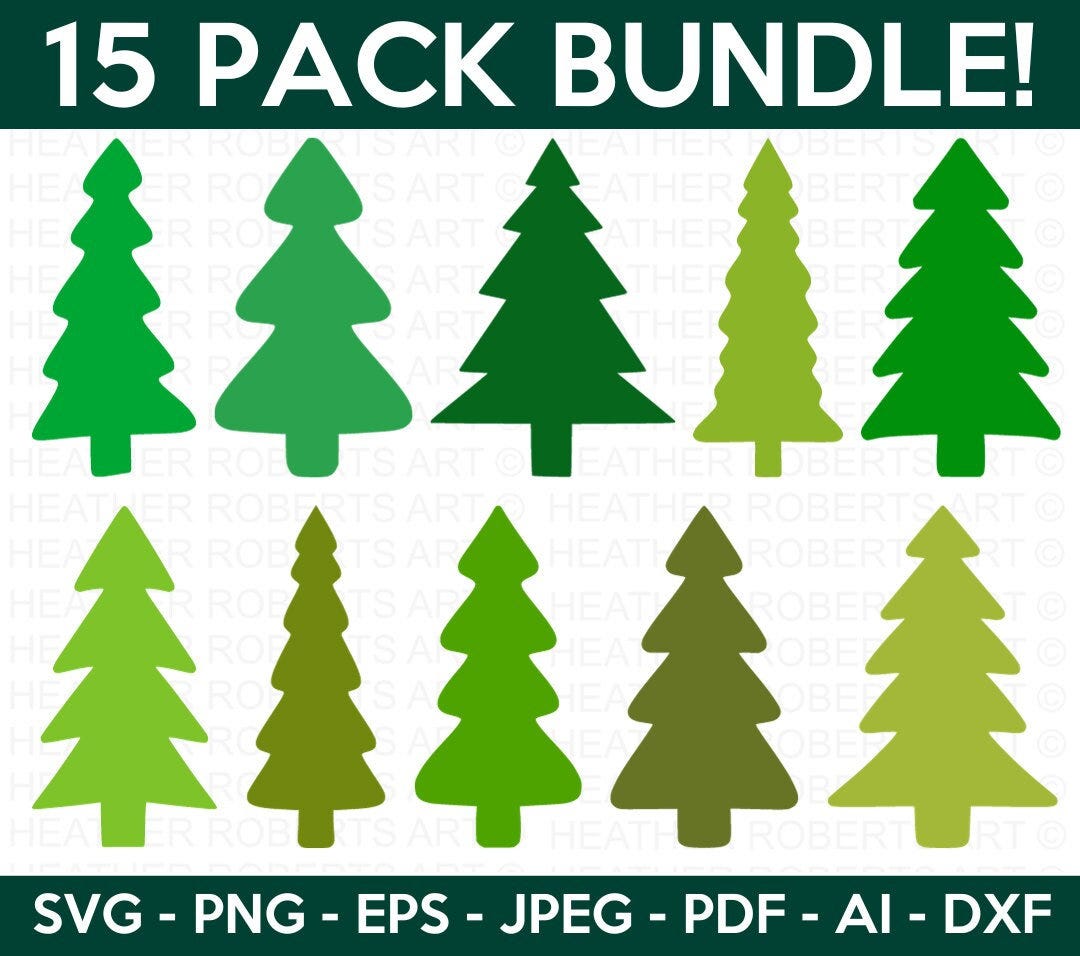Christmas Tree SVG Bundle , Pine Tree SVG, Christmas Tree svg, Plants svg, Christmas SVG, Tree Design svg, Cut File for Cricut, Silhouette