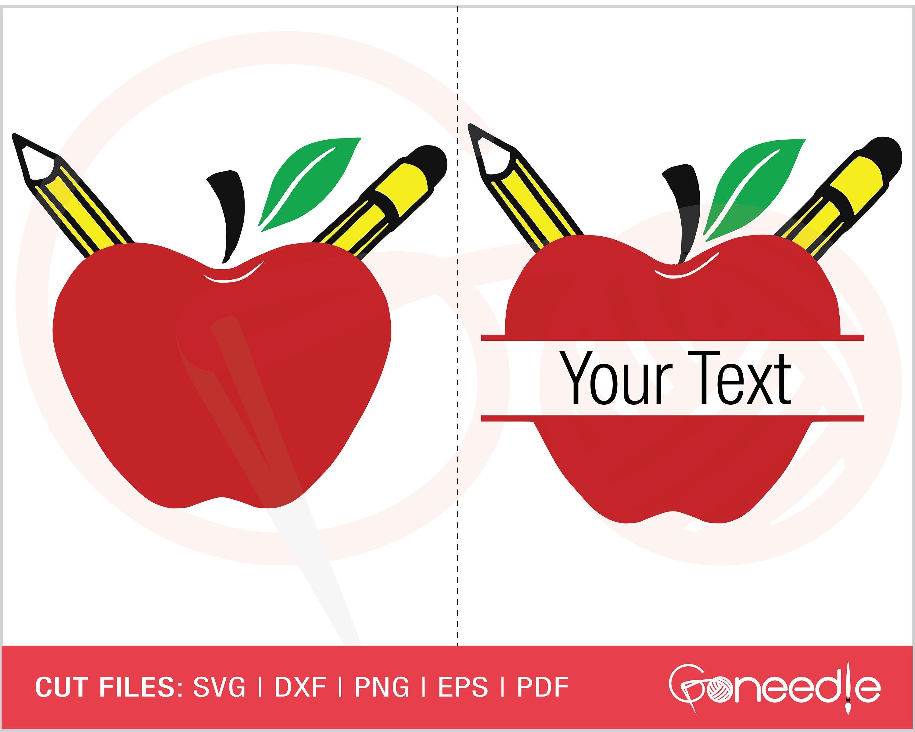 Teacher Apple SVG Bundle, Teacher Monogram SVG, Apple Svg, Apple With Pencil Monogram SVG, School Cut File, Iron On File, Cuttable Vector
