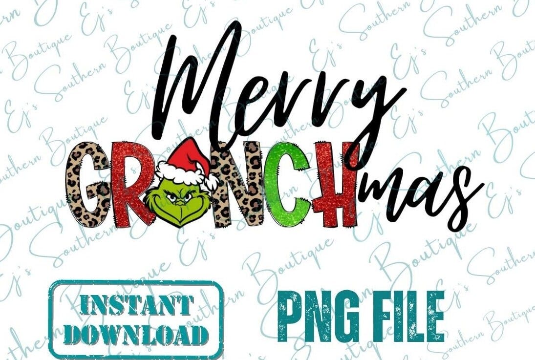 Merry Grinchmas PNG, instant download grinch, grinchmas png, grinch png, leopard grinch, glitter grinch