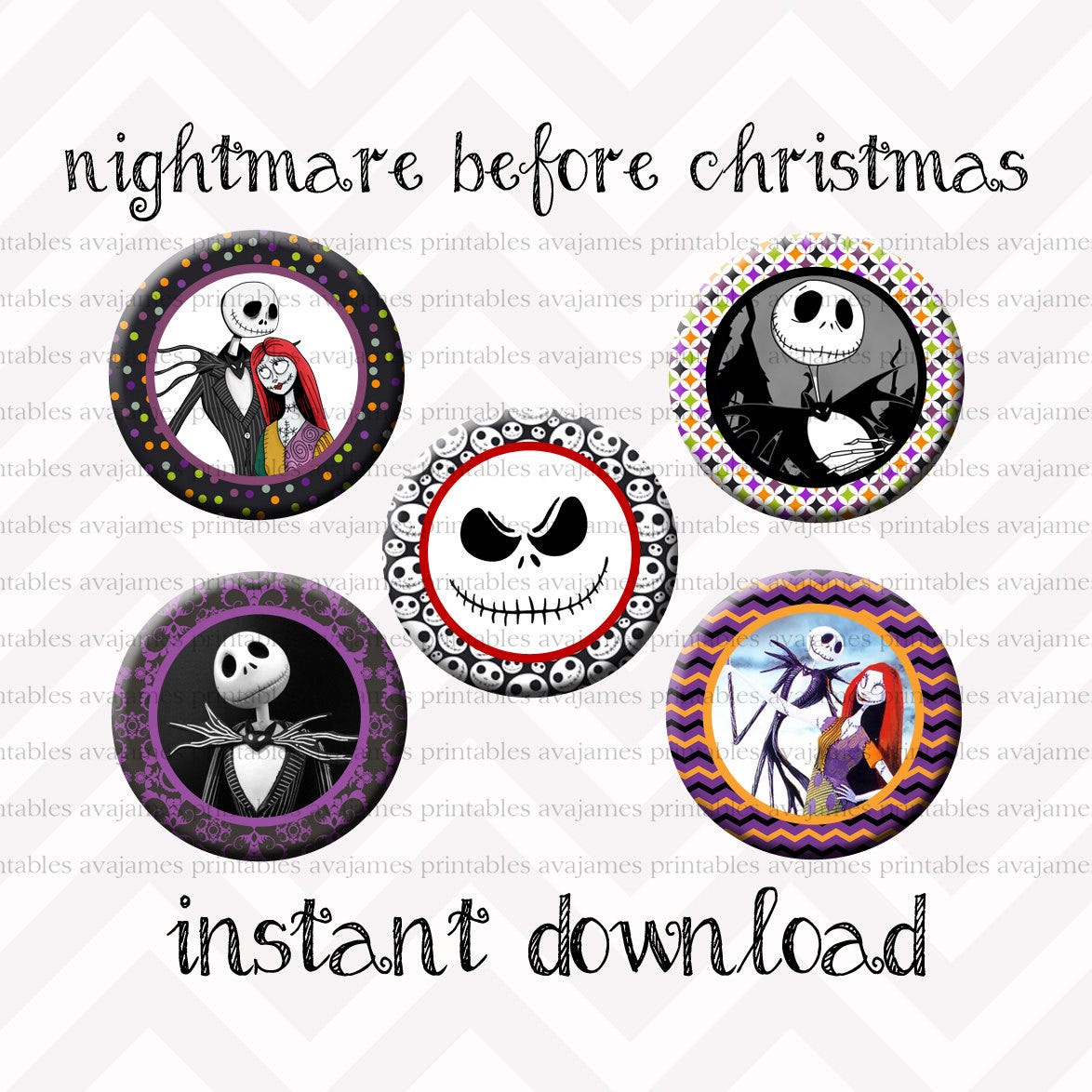 Instant Download - The Nightmare Before Christmas Bottle Cap Image Sheet