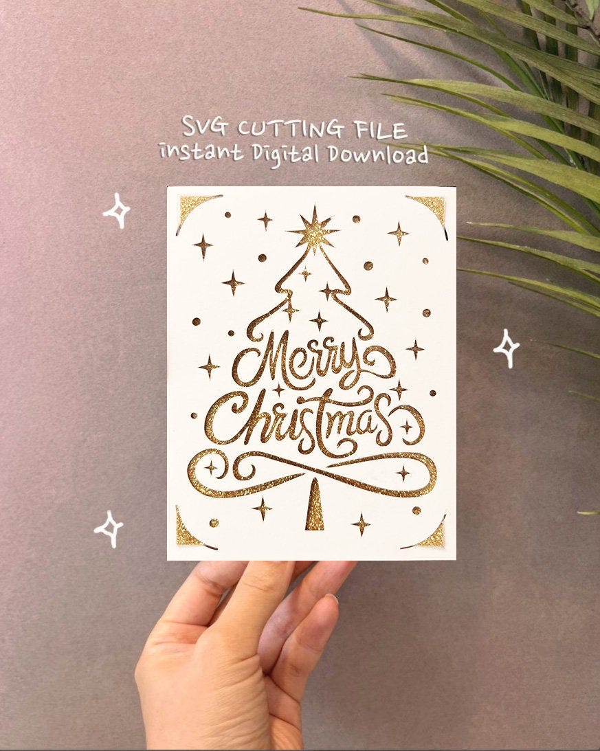 christmas tree card svg, Xmas Tree svg, Christmas cricut ,instant Digital Download